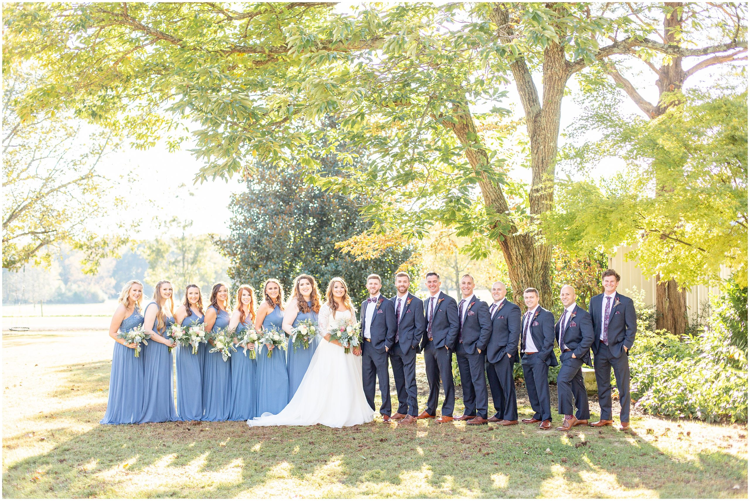 bridal party outdoors at Barn at Sitton Hill Farm wedding in SC 