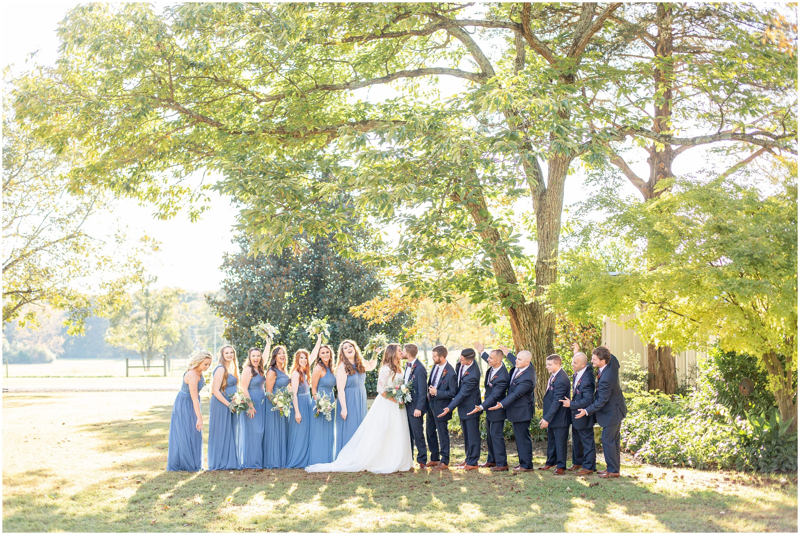 bridal party outdoors at Barn at Sitton Hill Farm wedding in SC 
