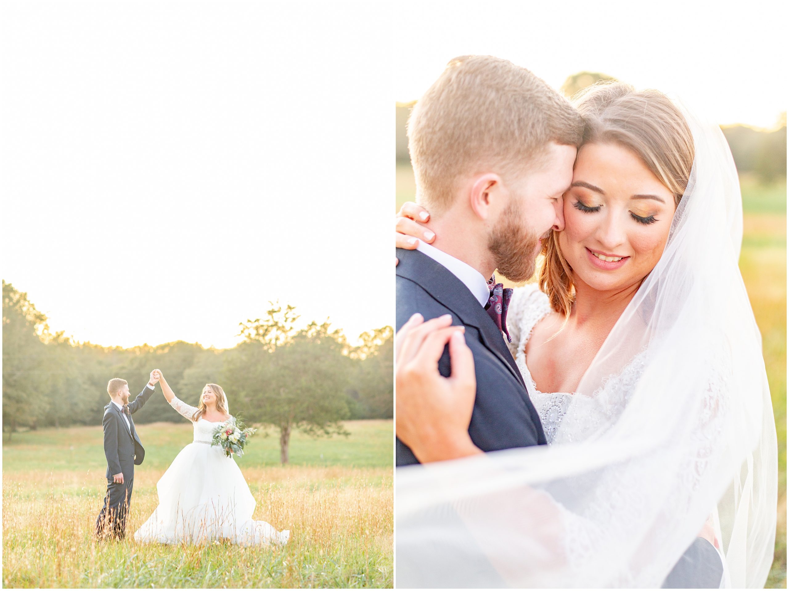 Newlyweds lean in to each other during Barn at Sitton Hill Farm wedding in SC 