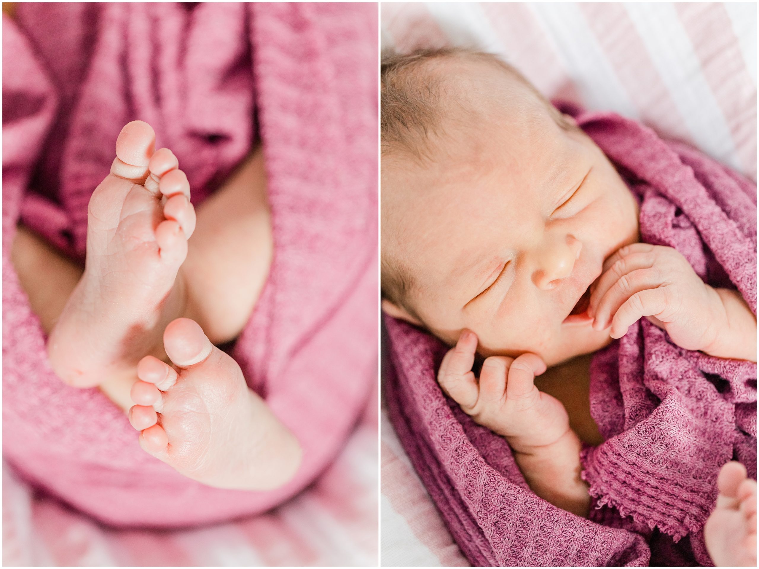 baby chews on fingers during Lifestyle Newborn Session in Charlotte