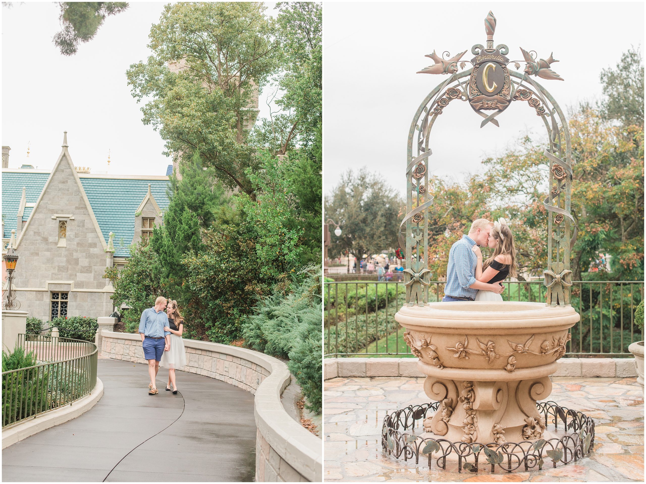 Walt Disney World engagement portraits by Cinderella's Castle