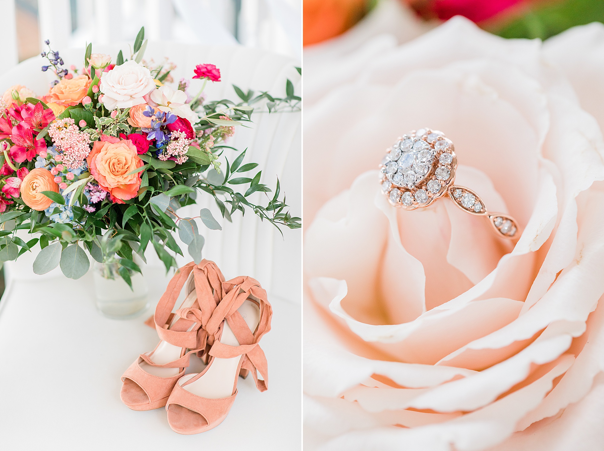 bride's pastel details for colorful styled shoot at Whitehead Manor