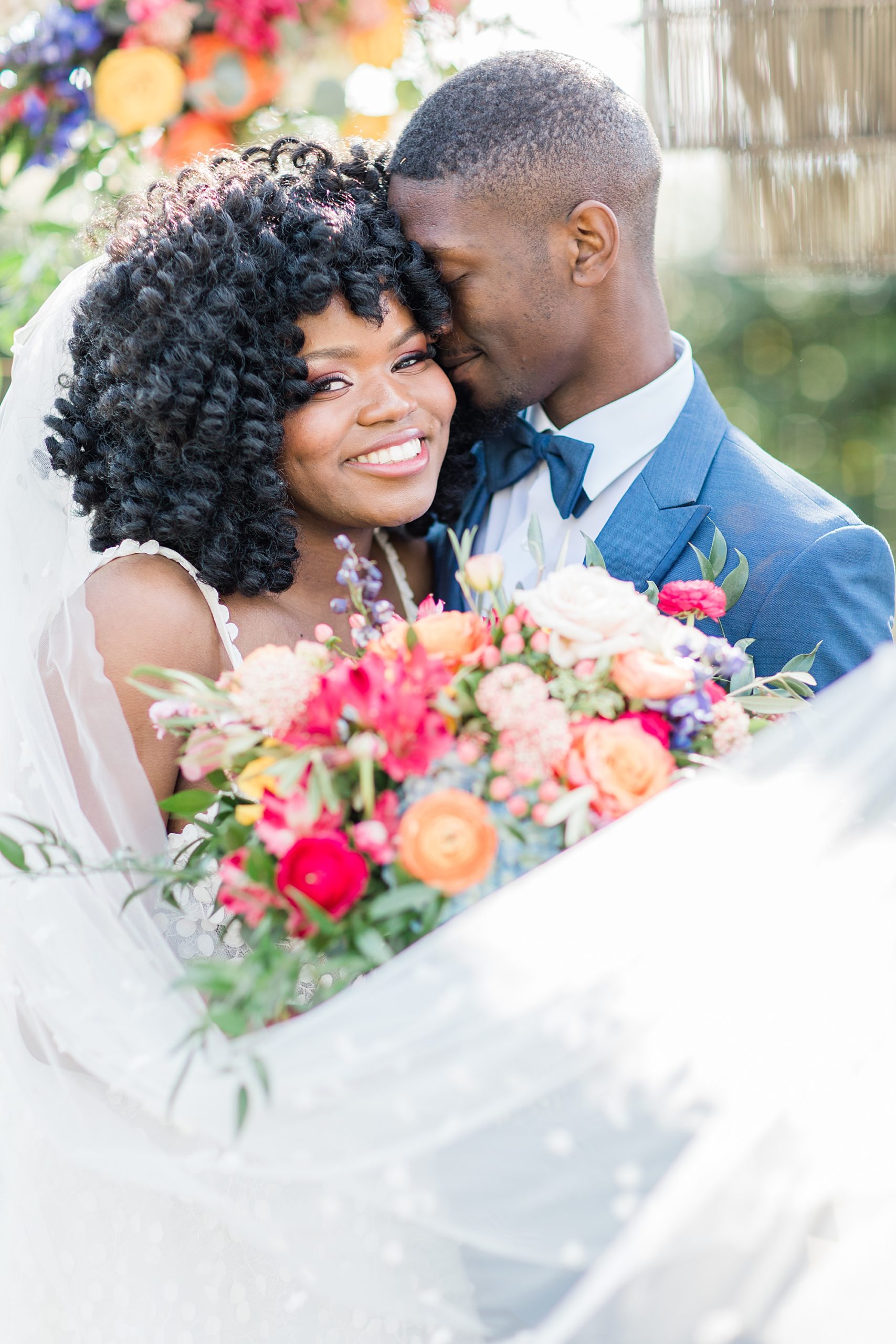 groom nuzzles bride's cheek during Whitehead Manor styled shoot