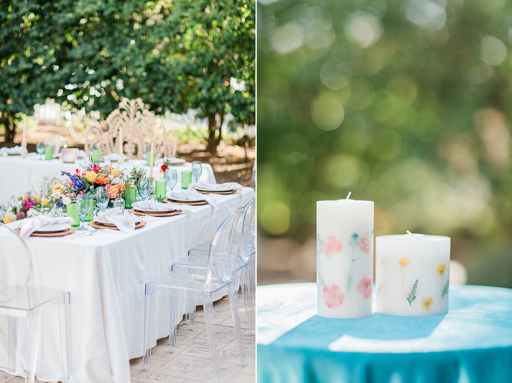 colorful reception details at Whitehead Manor