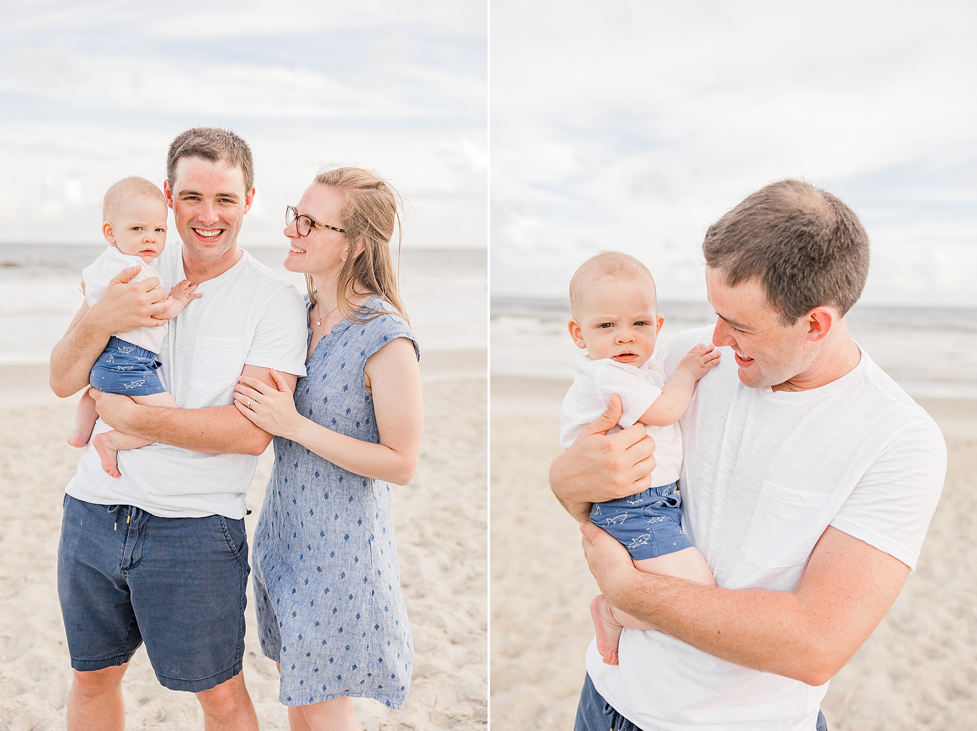 parents look at baby during family photos