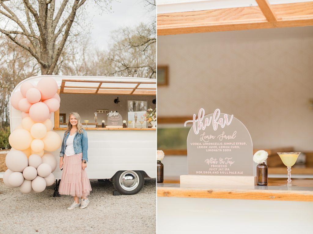 balloon arch by The Old Fashioned Mobile Bar at North Corner Haven styled shoot