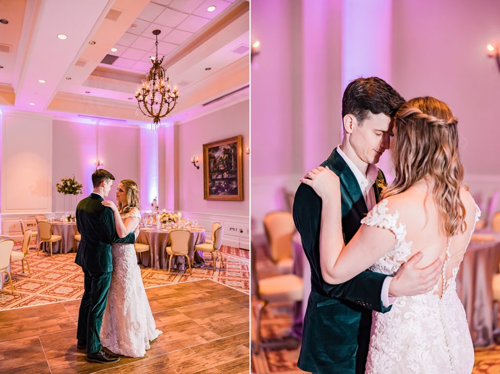 bride and groom's first dance at Asheville NC wedding reception