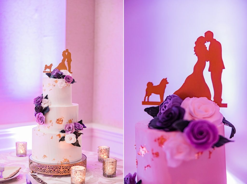 wedding cake with silhouette cake topper