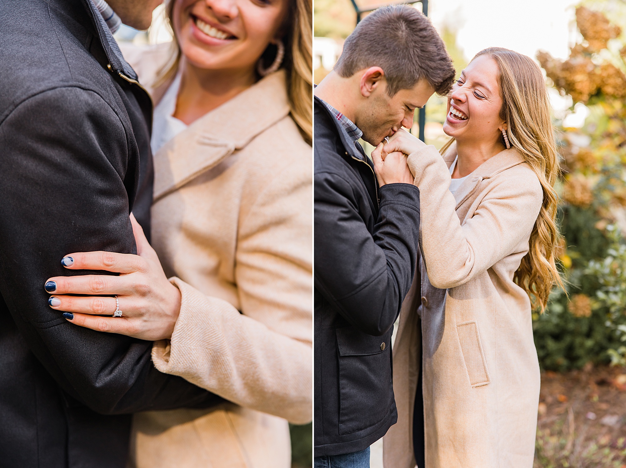 woman hugs fiancee during Duke Mansion proposal 