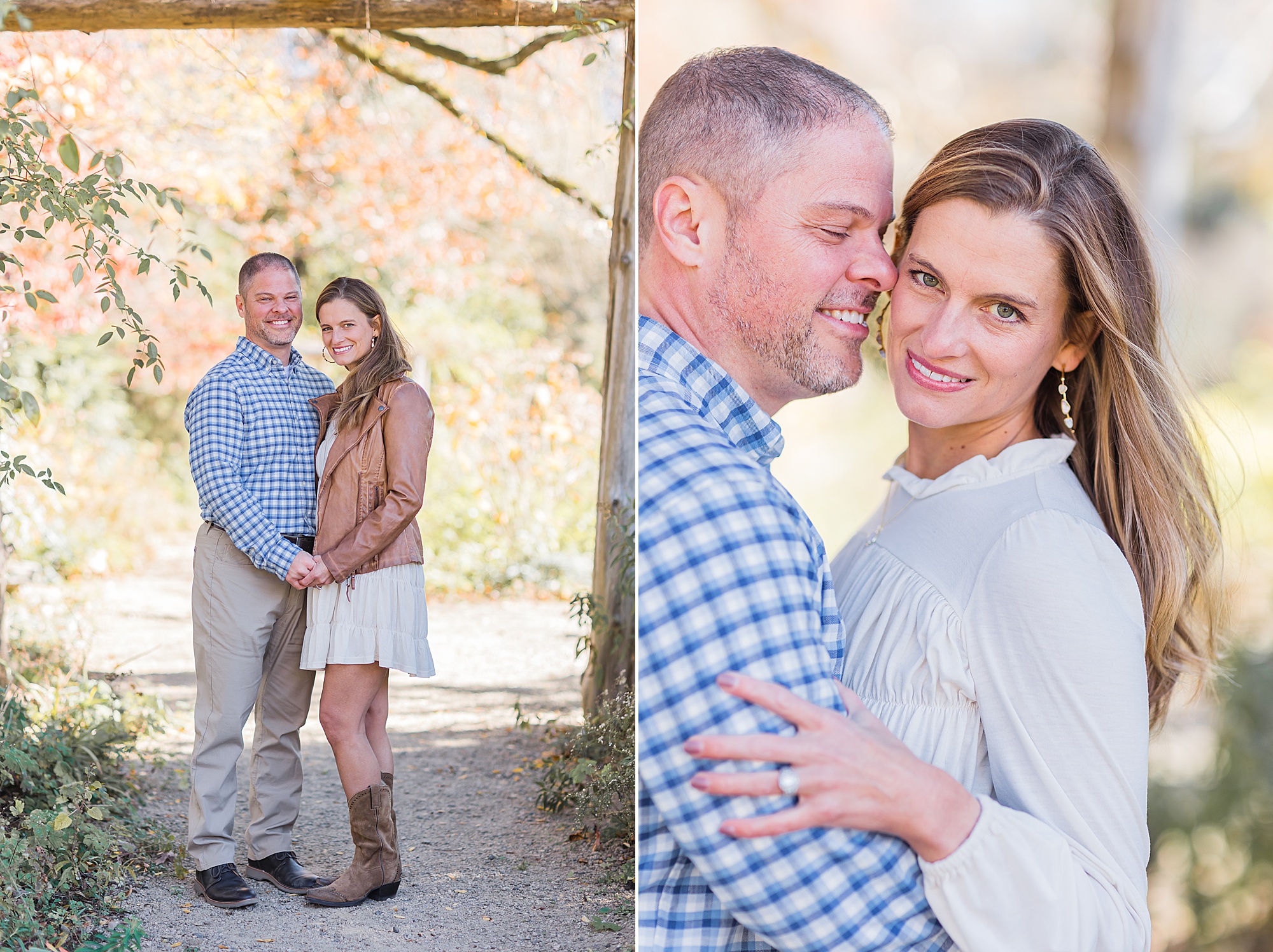 husband and wife hug during family photos in SC