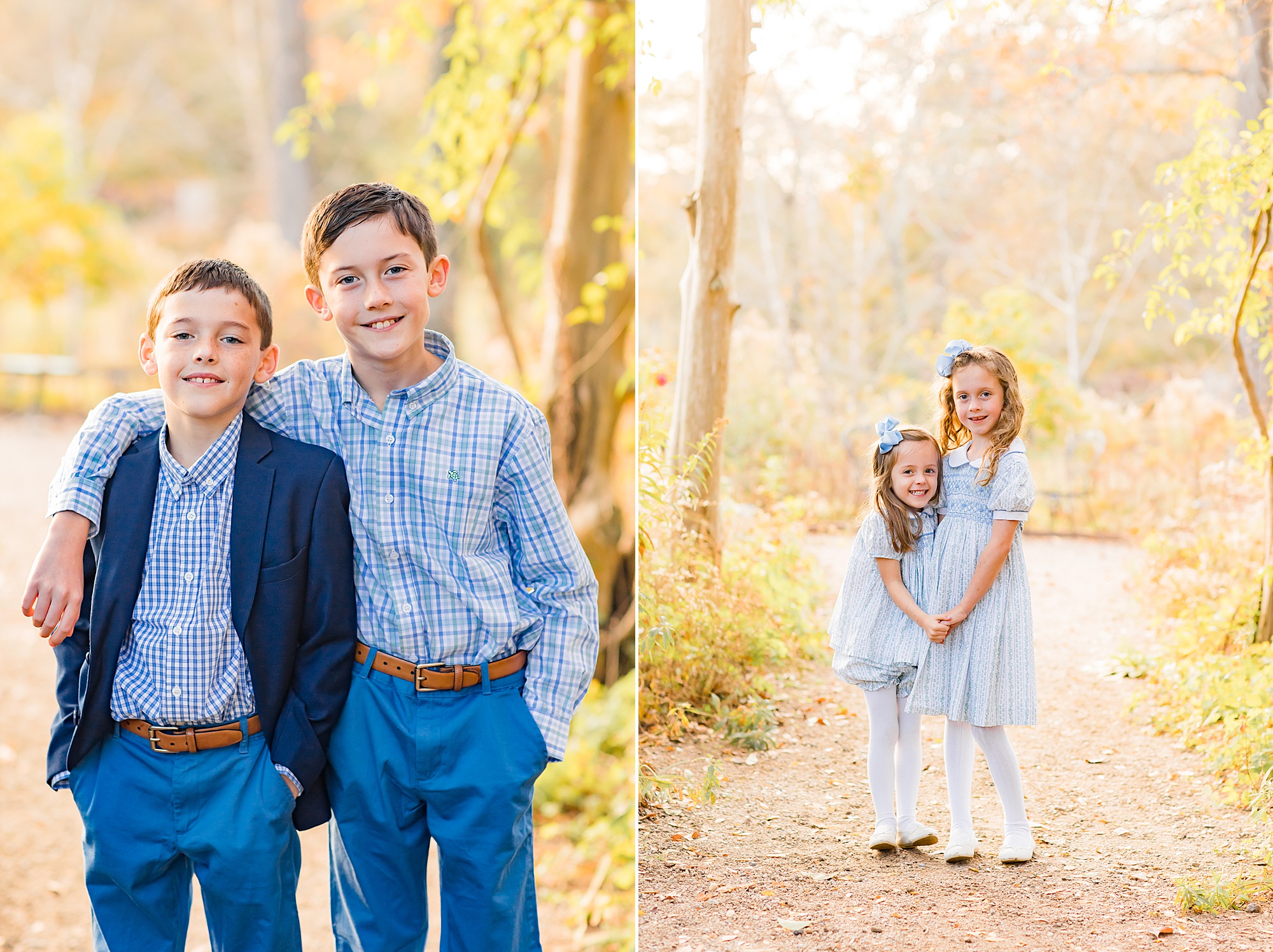 siblings hug during fall mini sessions at The Ivy Place