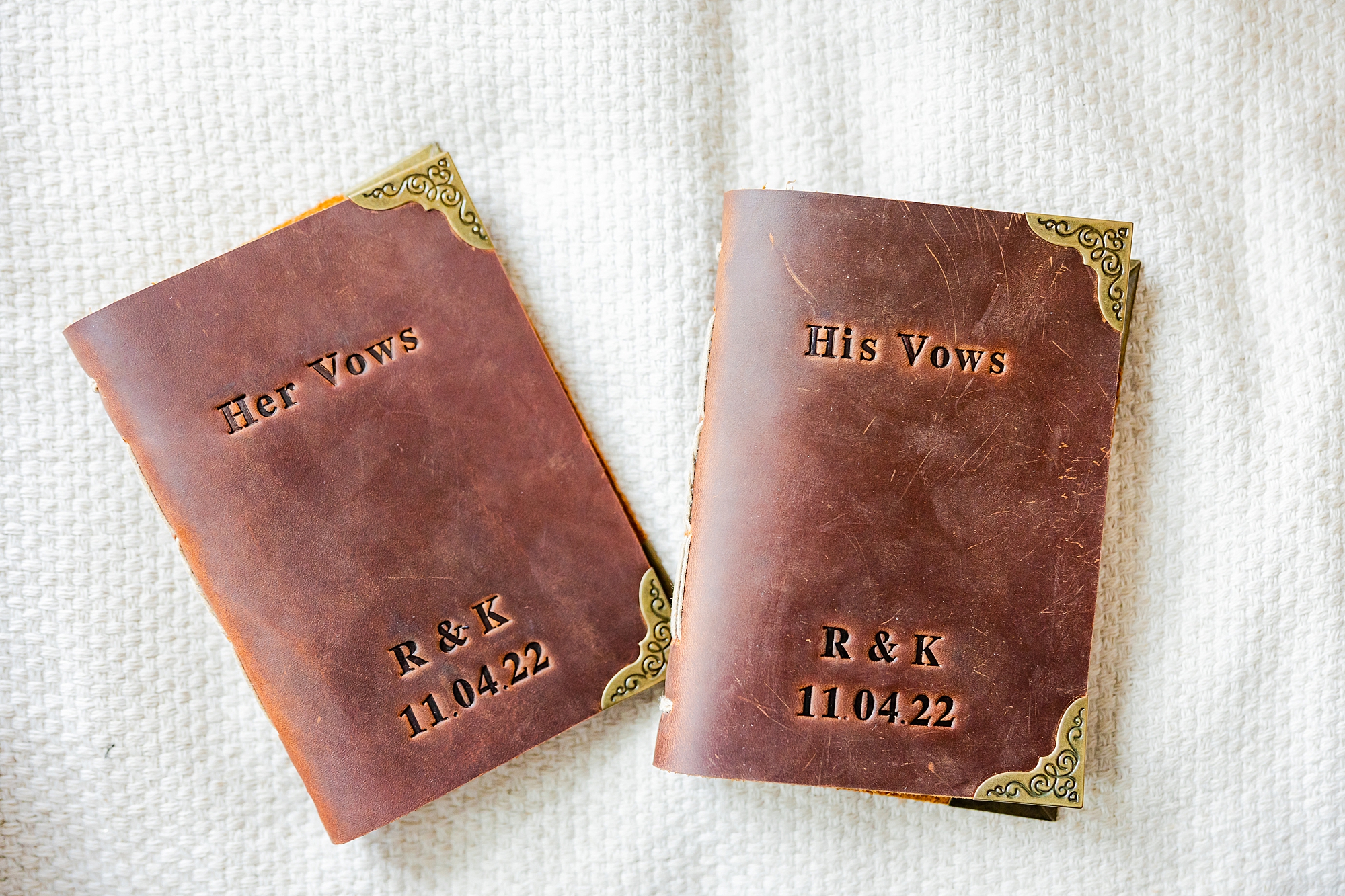 custom leather vow booklets for Charleston wedding
