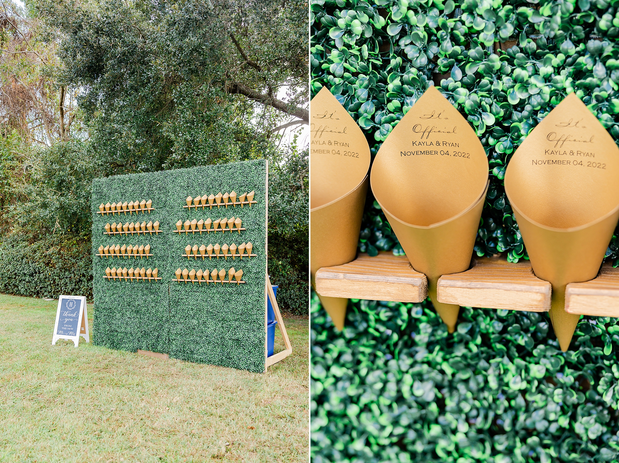 greenery wall with seating chart