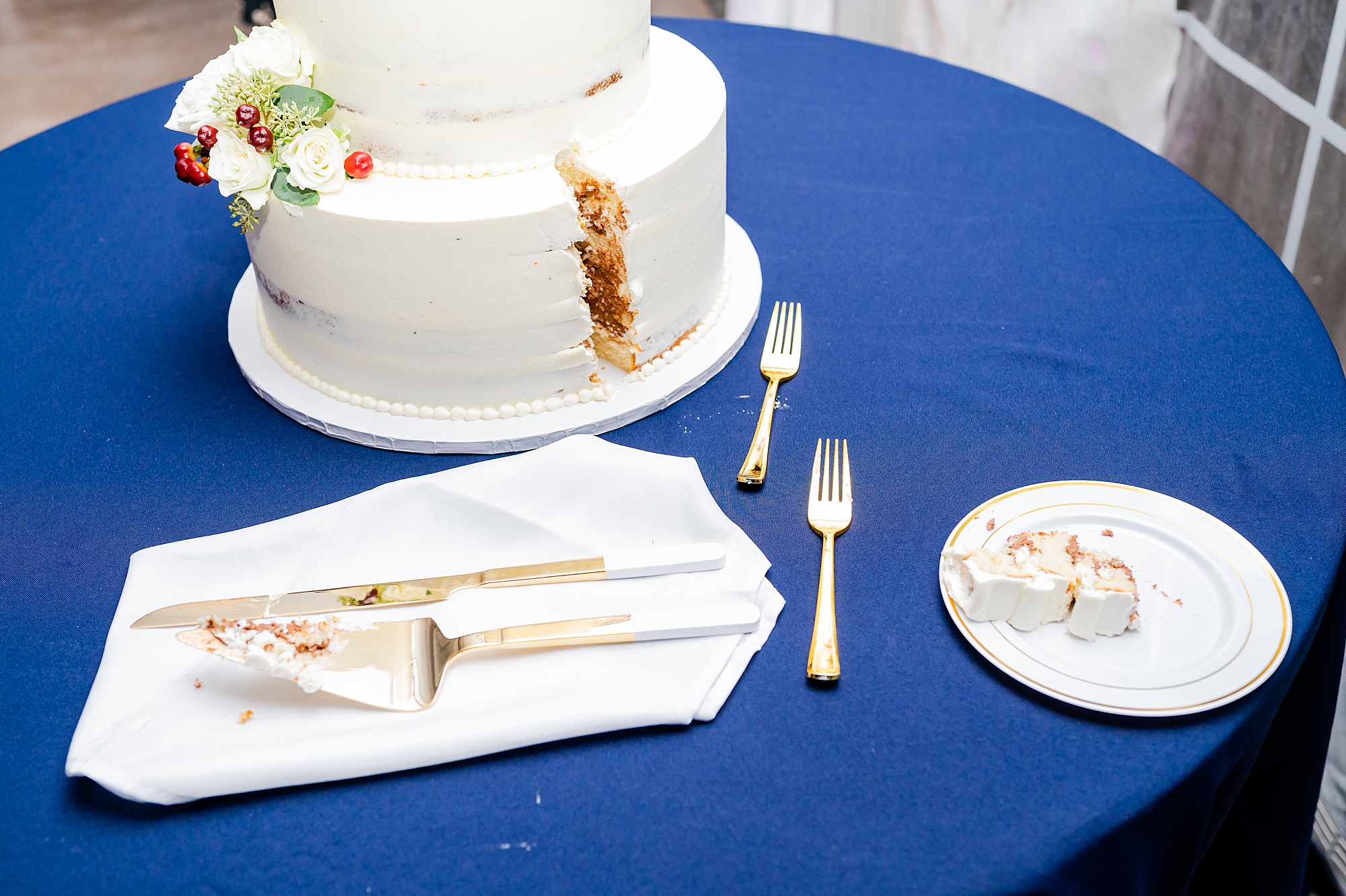 wedding cake slice cut during John's Island reception