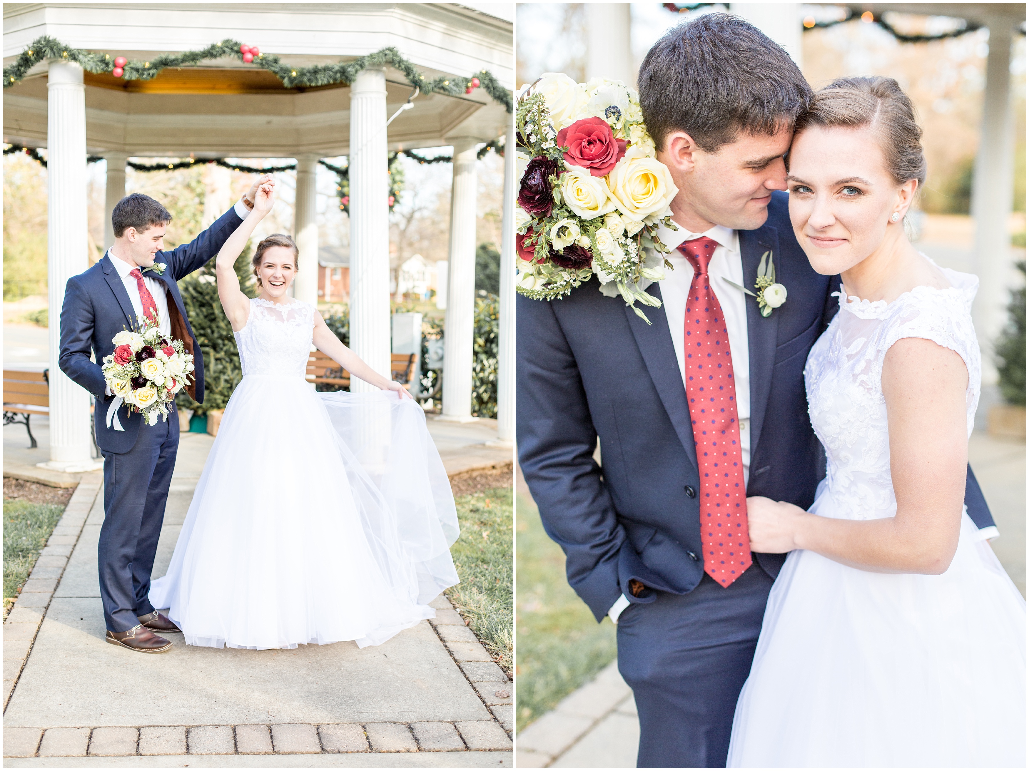 bride and groom celebrate at Charlotte NC Winter Wedding