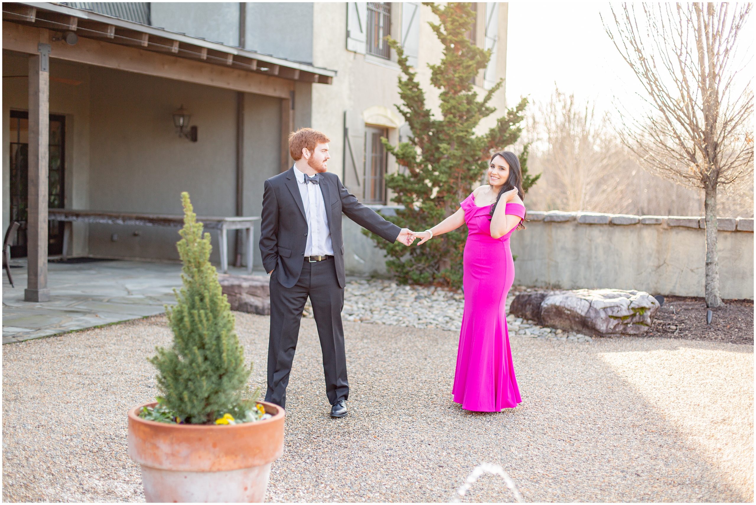 couple holding hands during Hotel Domestique Engagement Session
