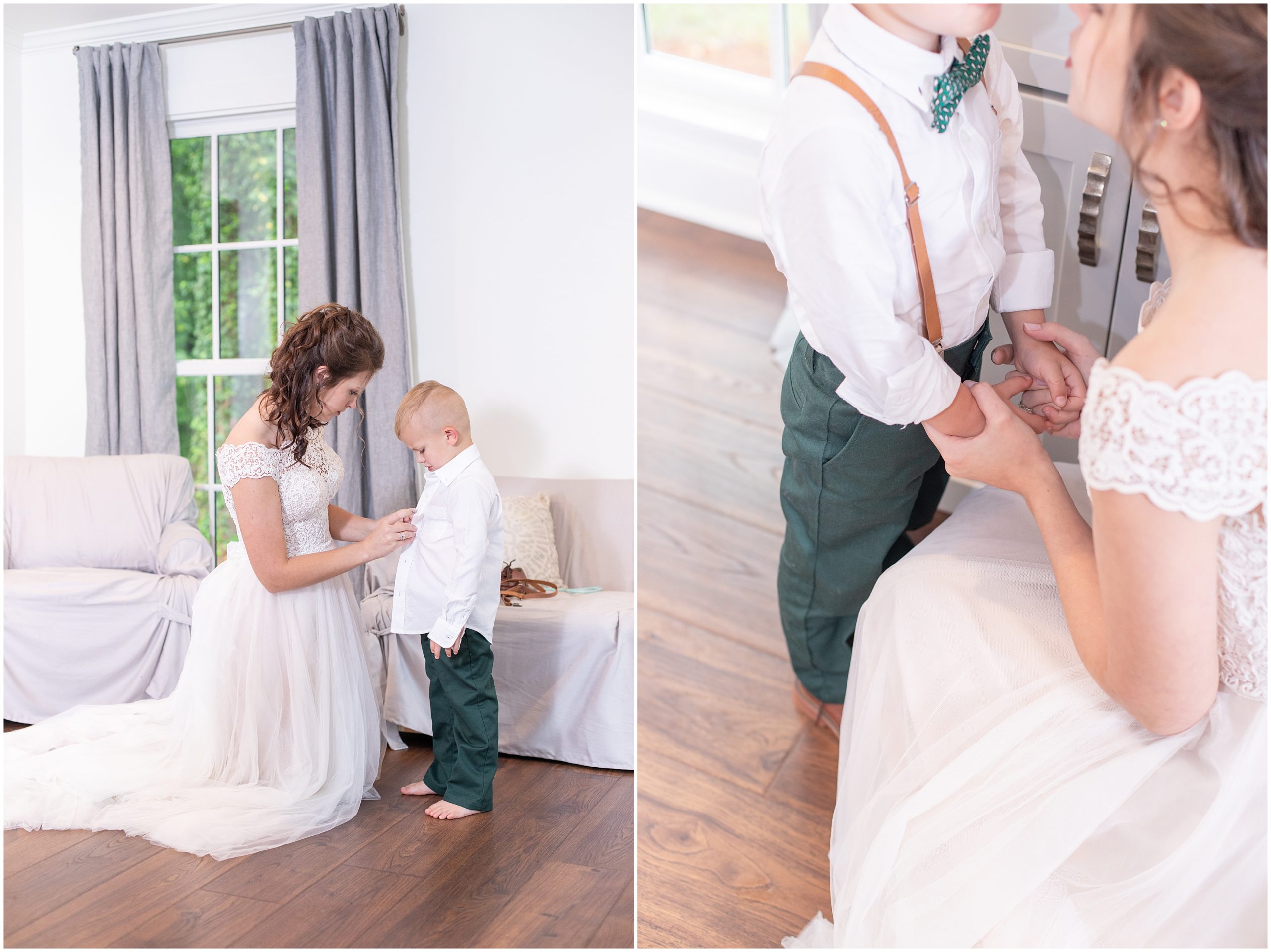 bride and ring bearer get ready for Southern Alabama Wedding at The Witt House