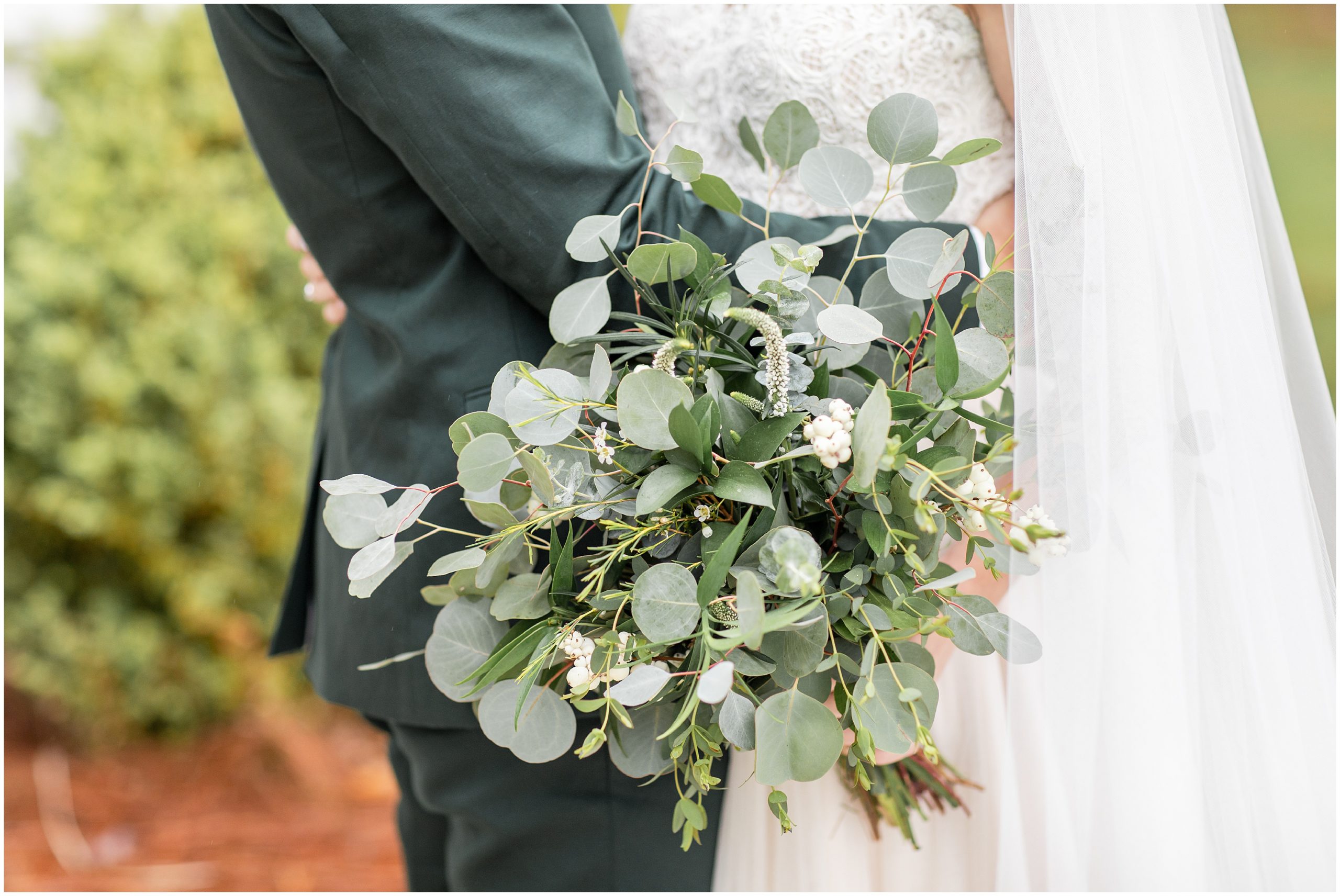 eucalyptus bouquet for bride during Southern Alabama Wedding at The Witt House