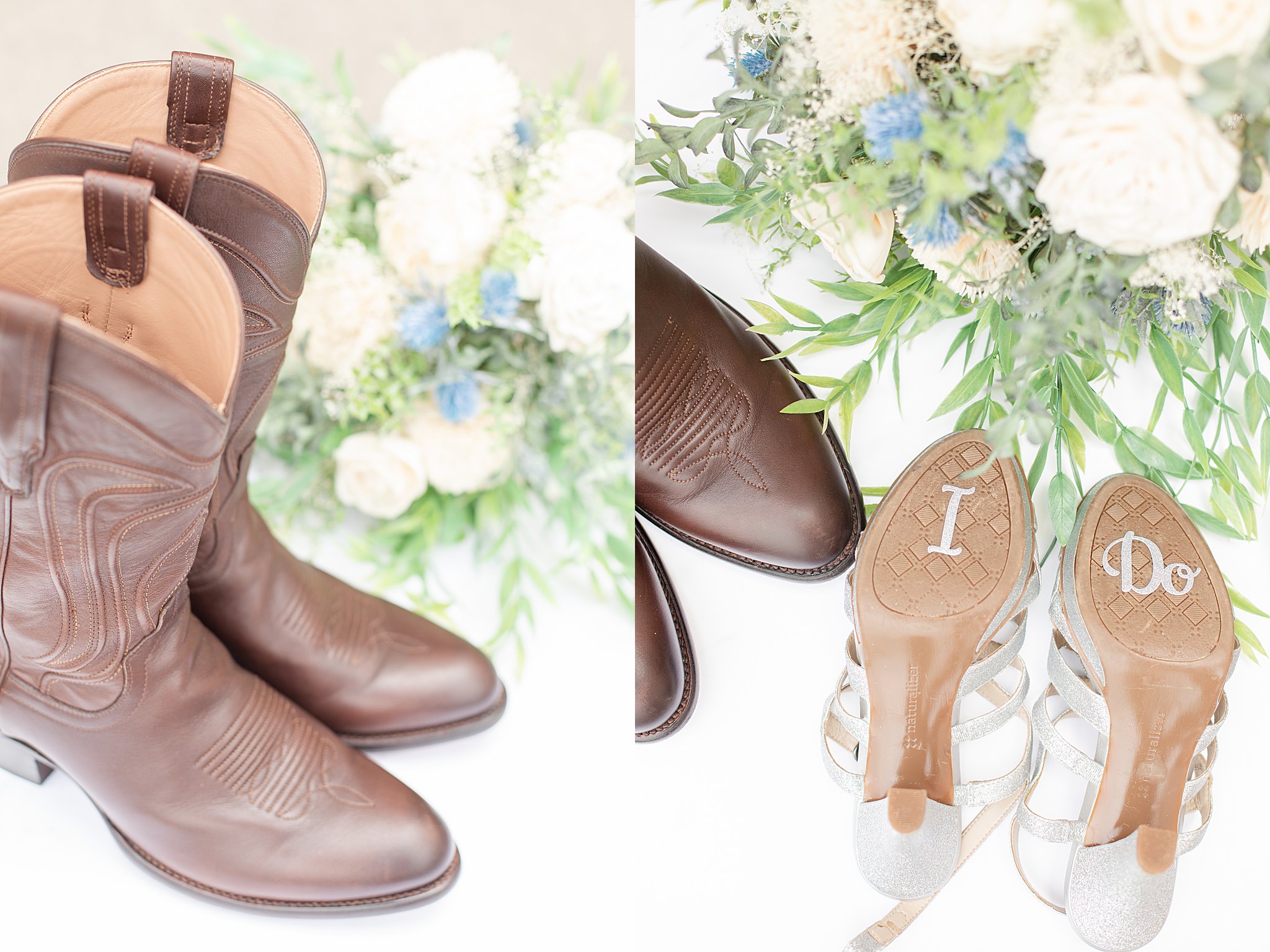 groom's boots and bride's shoes for GA wedding