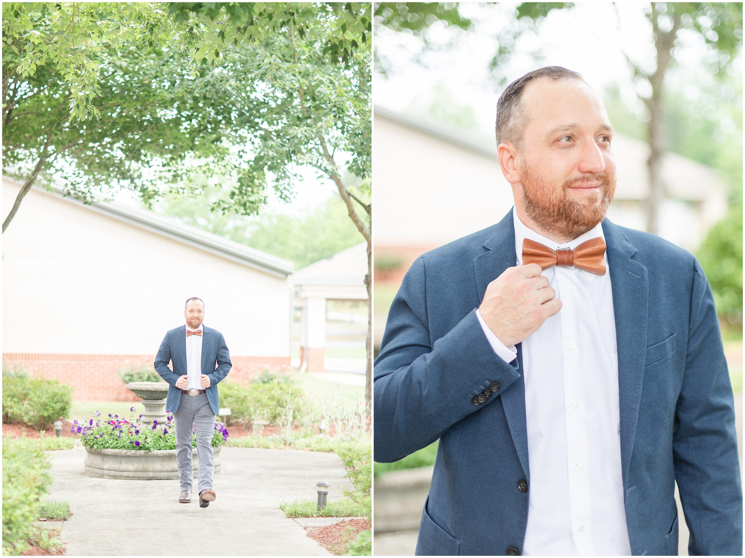 groom walks in Georgia before wedding day
