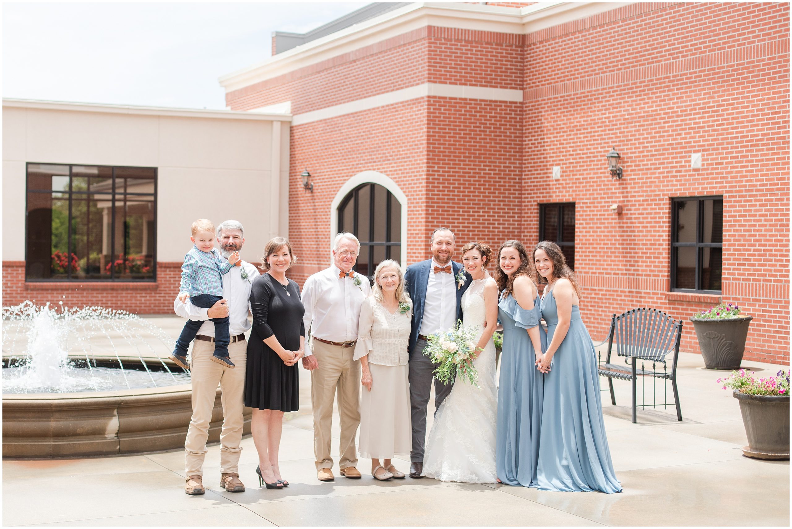 family portraits after Lawrenceville wedding for bride and groom