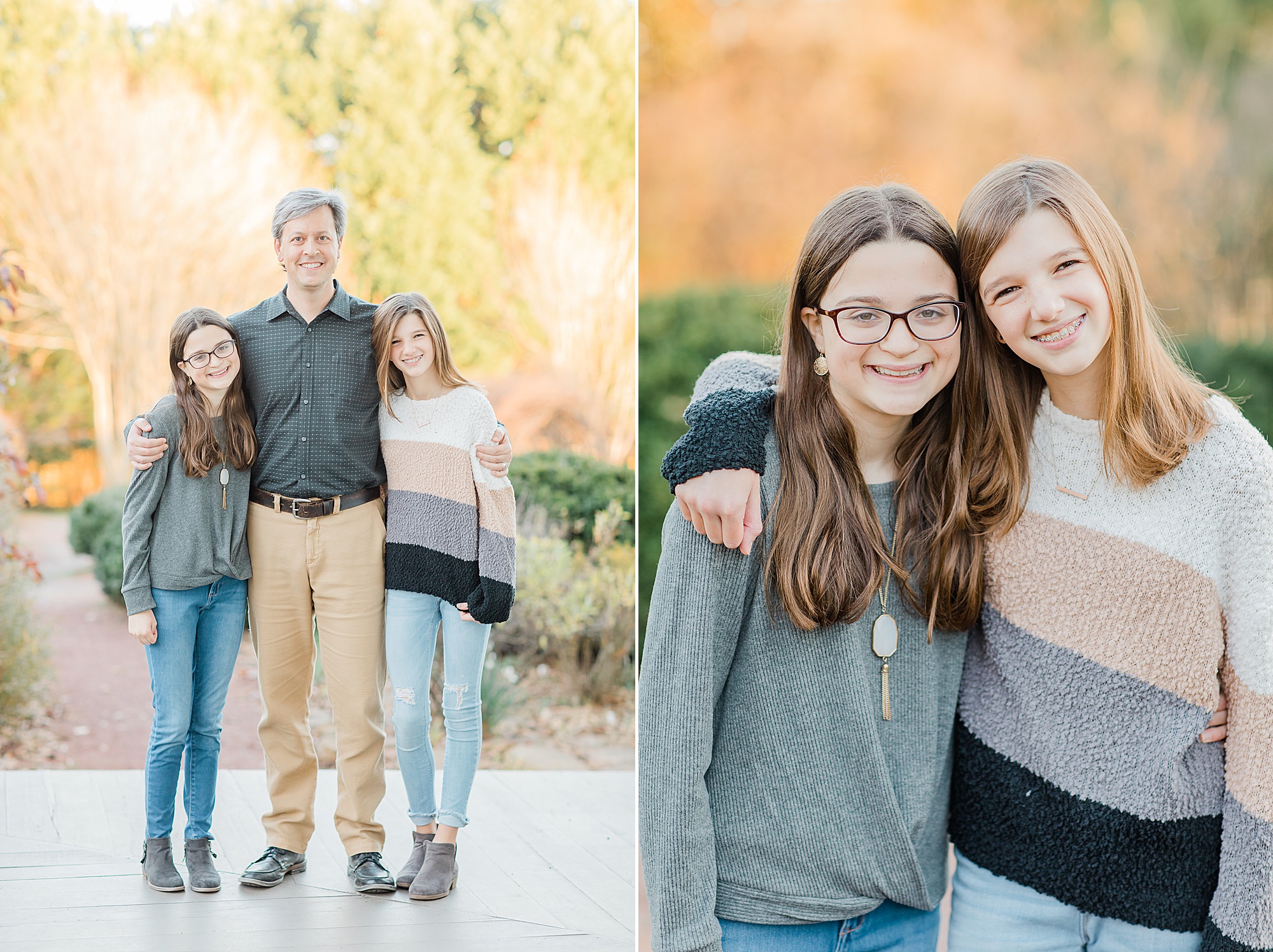 dad hugs daughters during family photos 
