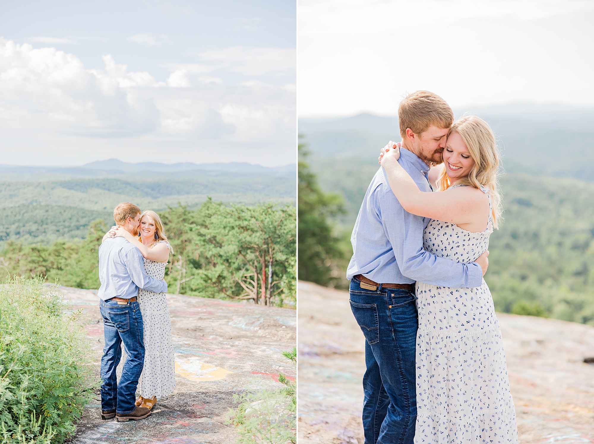 couple hugs during Bald Rock engagement session