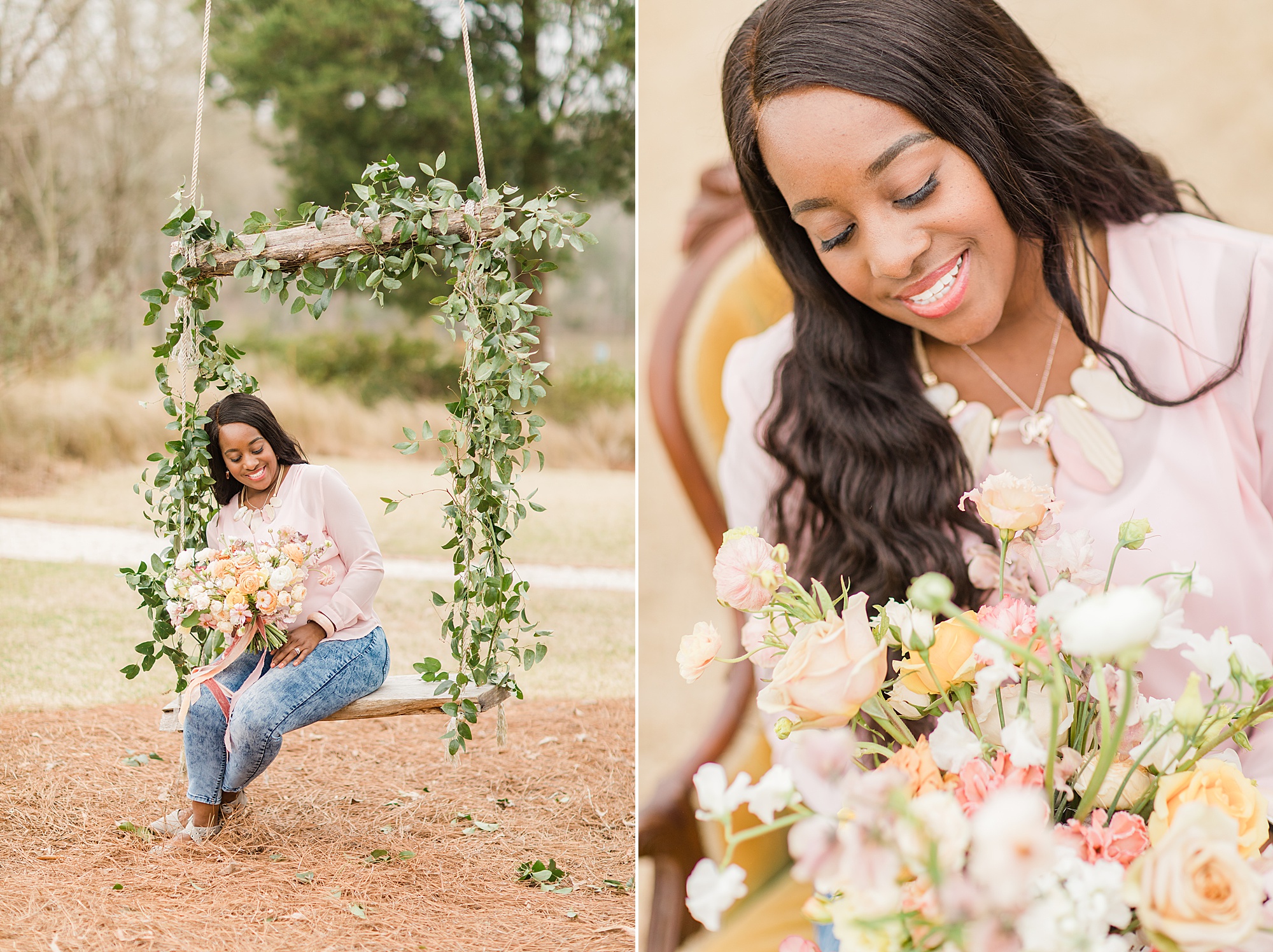 wedding planner poses with bouquet at North Corner Haven