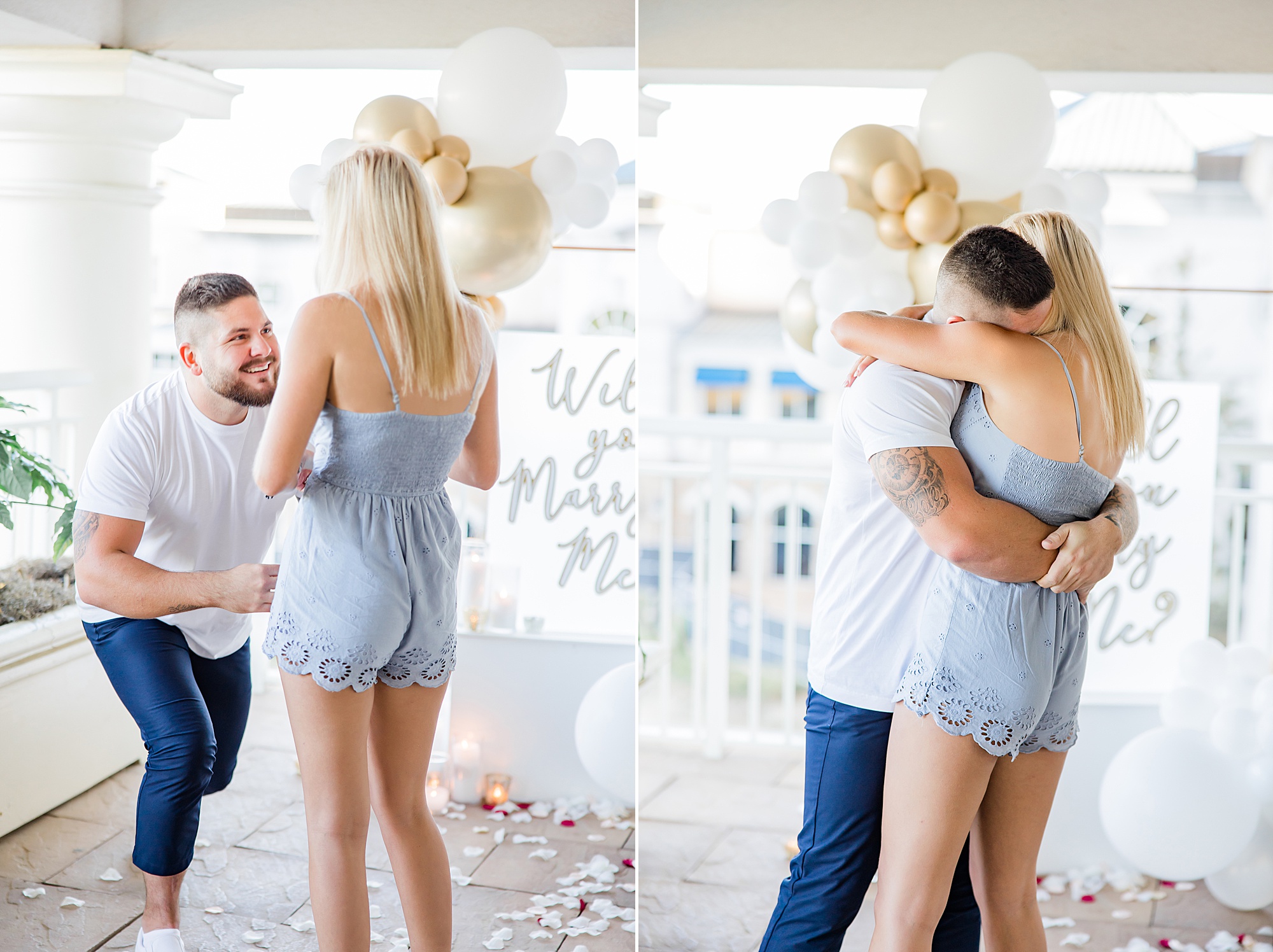 groom surprises fiancee during Ballantyne Hotel proposal