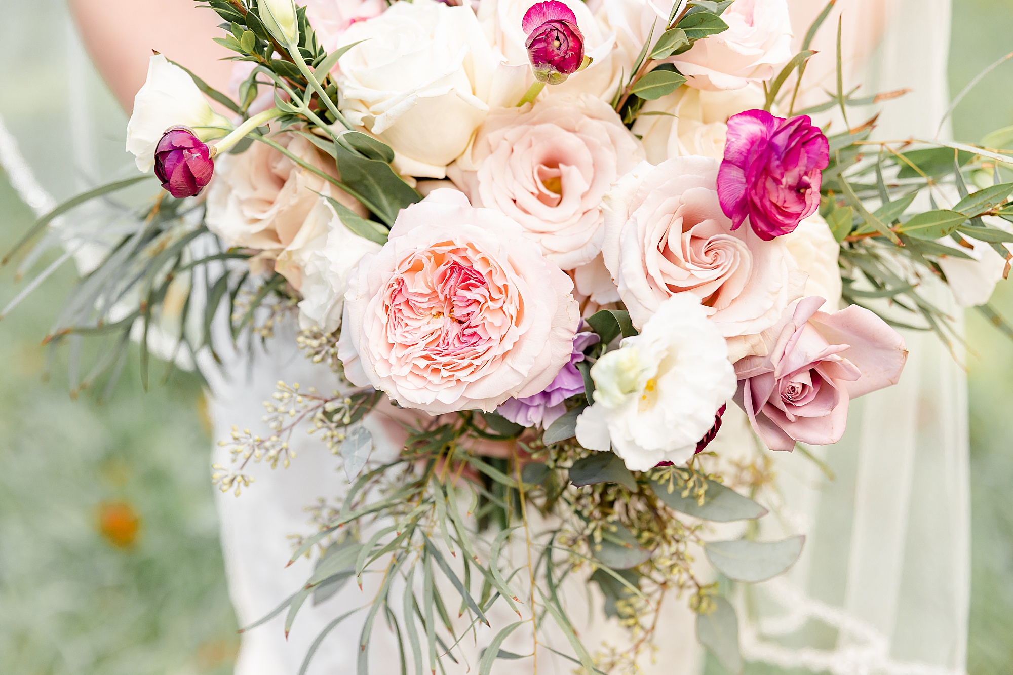 bride's pink fall bouquet for wedding day at the Biltmore Estate