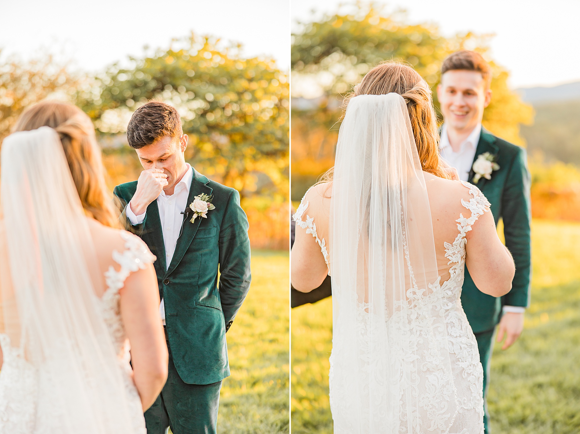 bride and groom exchange vows during Asheville NC outdoor wedding ceremony