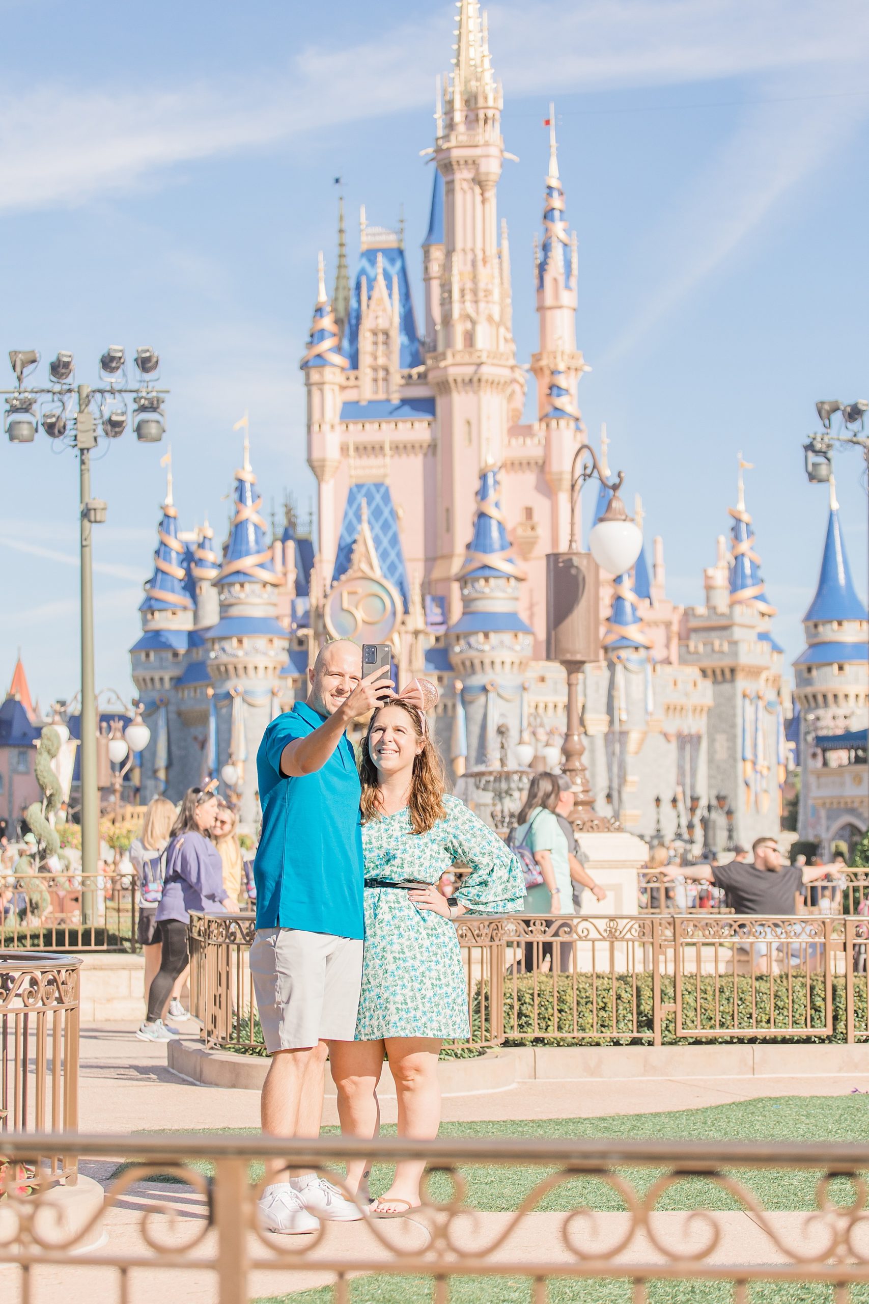 groom takes selfie of bride before proposing in Disney World