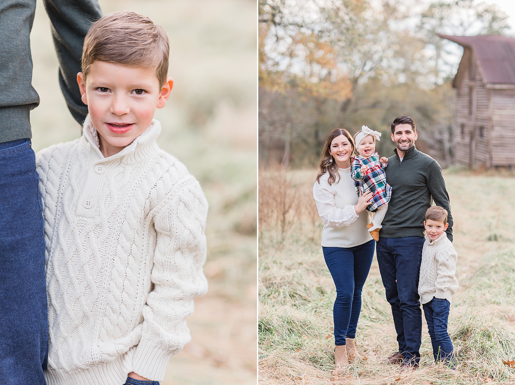 fall family portraits in field at the ivy place