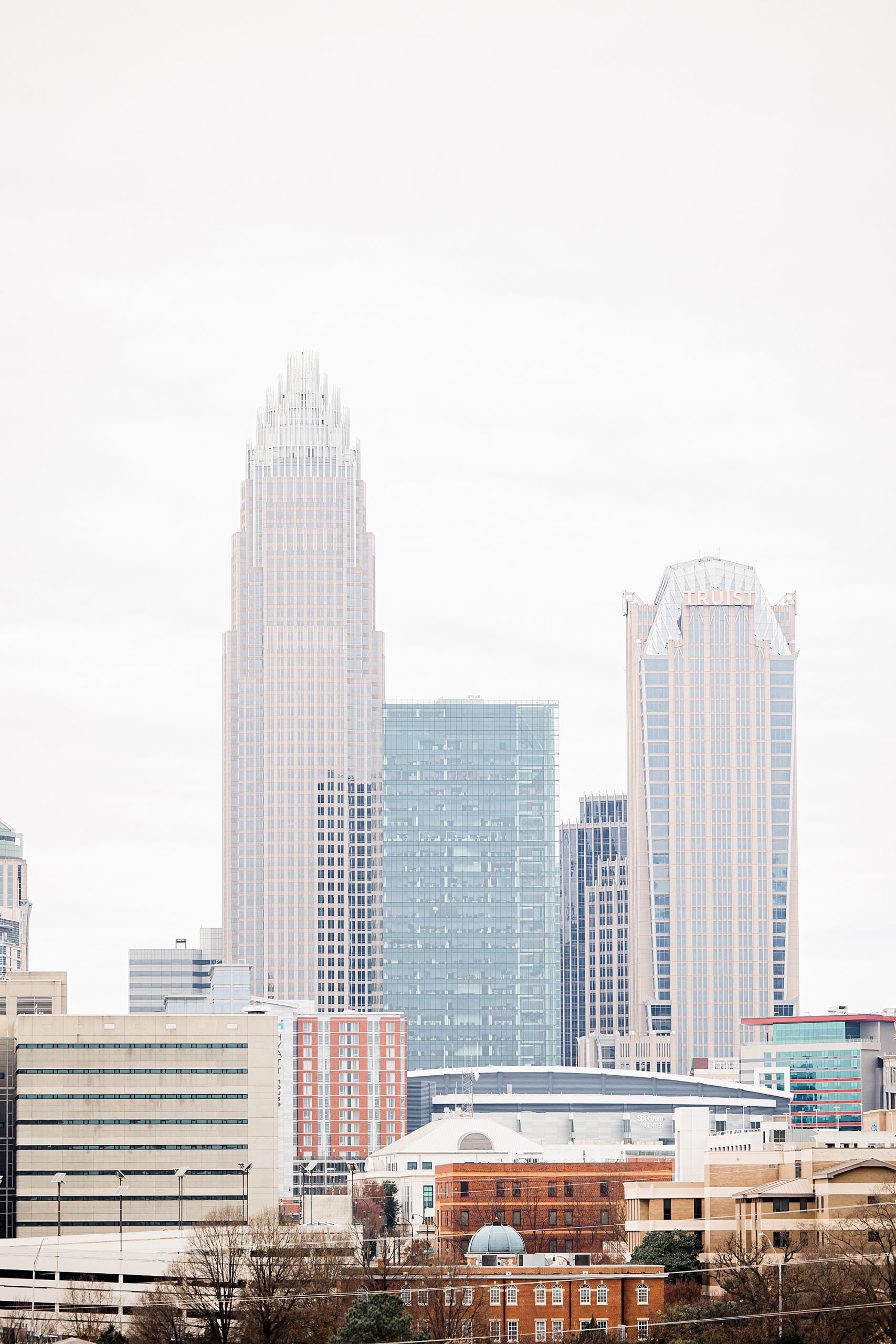 Charlotte skyline from parking deck during headshot session