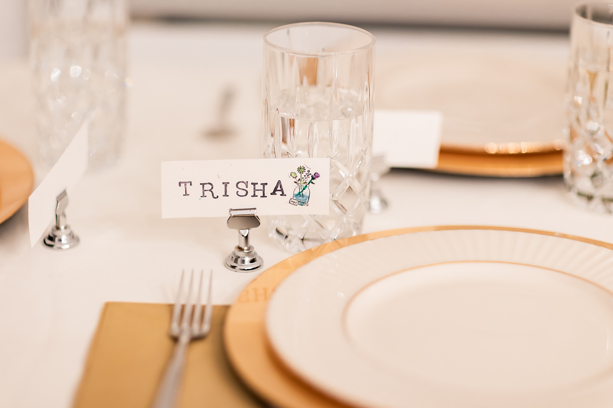 place setting for New Year's Eve elopement at home