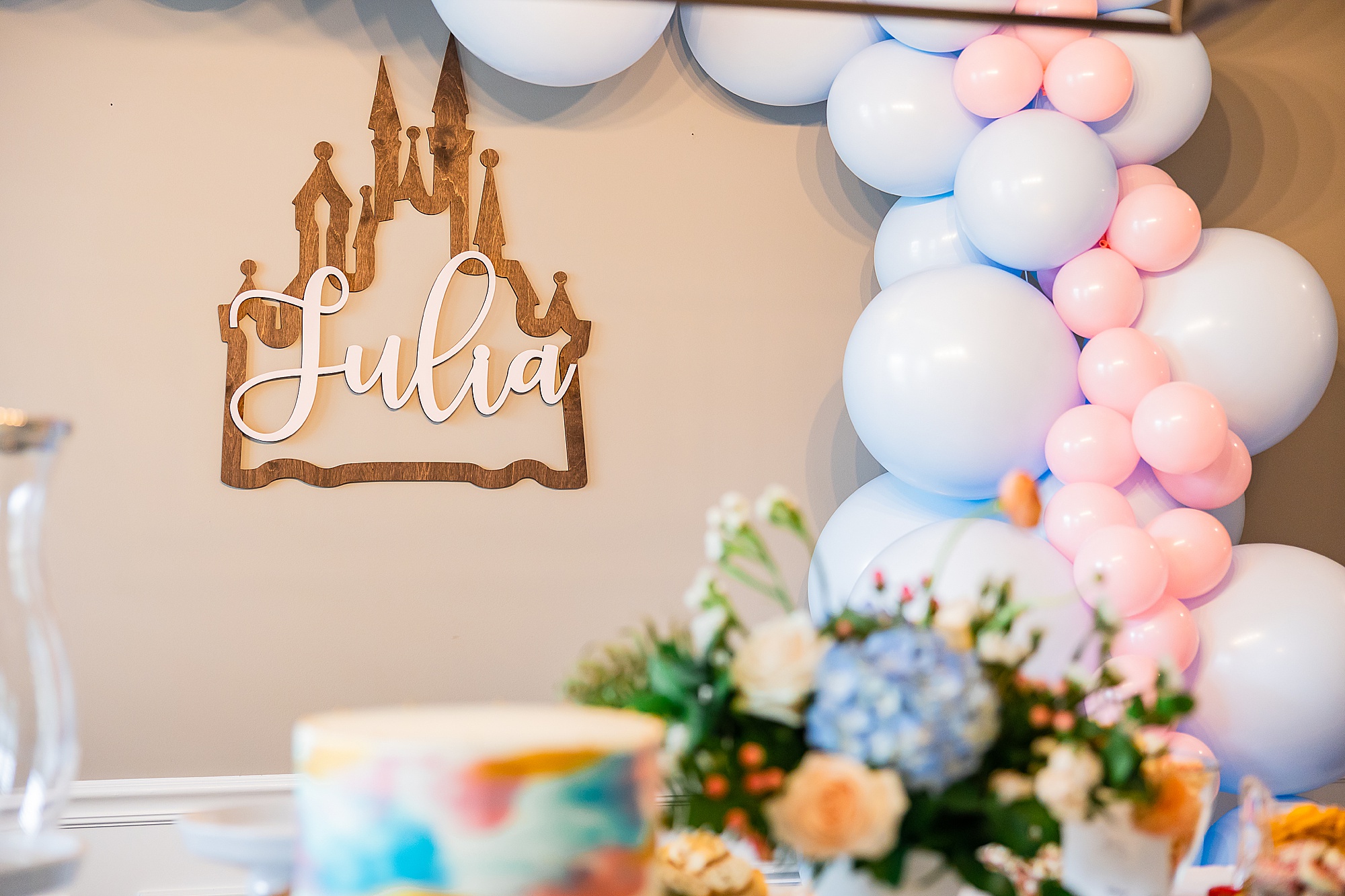 decor for Princess themed first birthday party