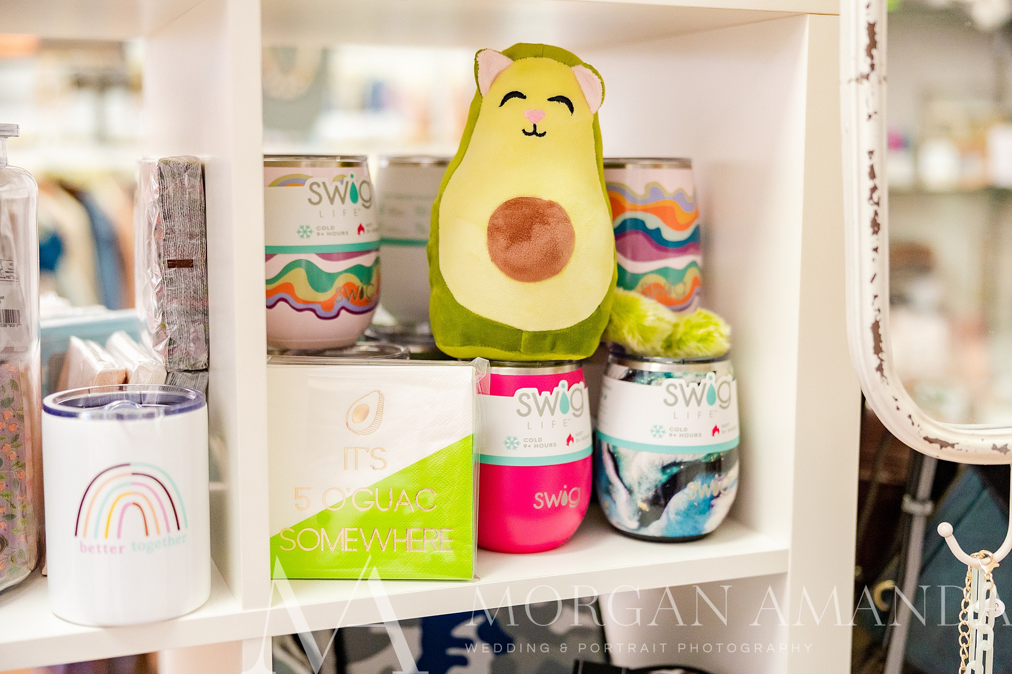 display of mugs and avocado gift