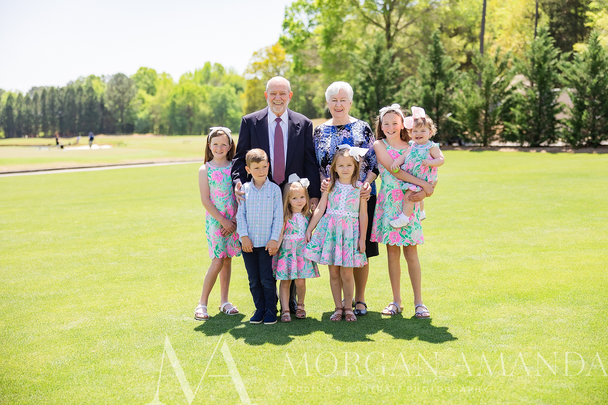 great-grandparents pose with great-grandkids on Easter