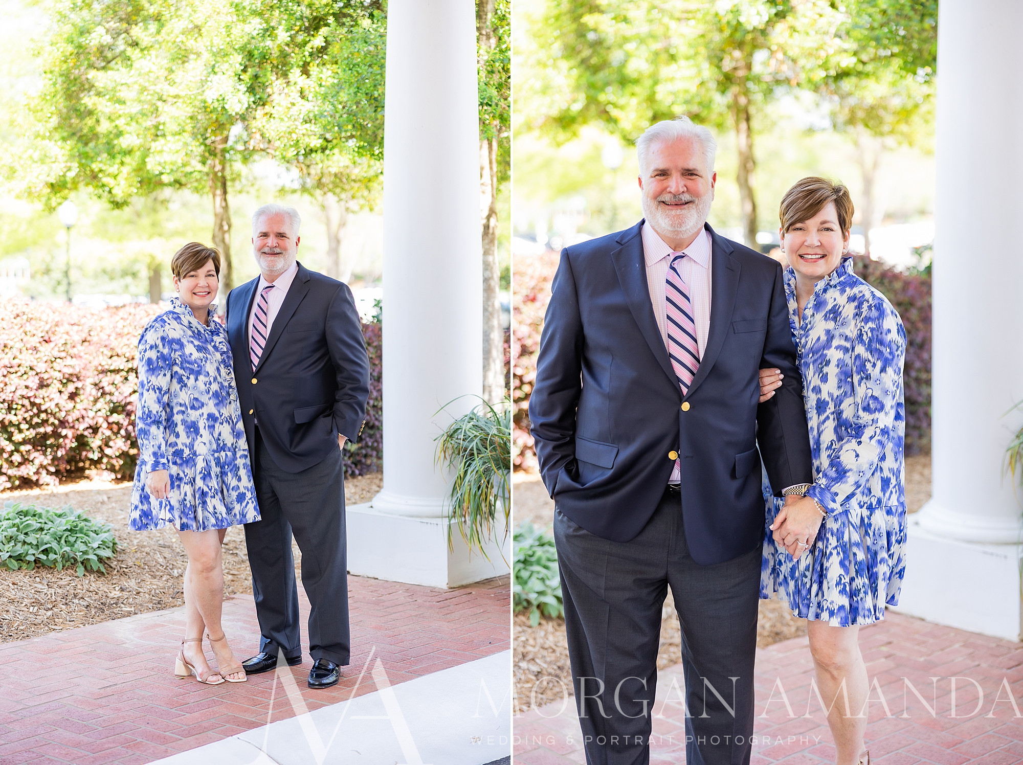 woman stands with husband in suit during portraits 