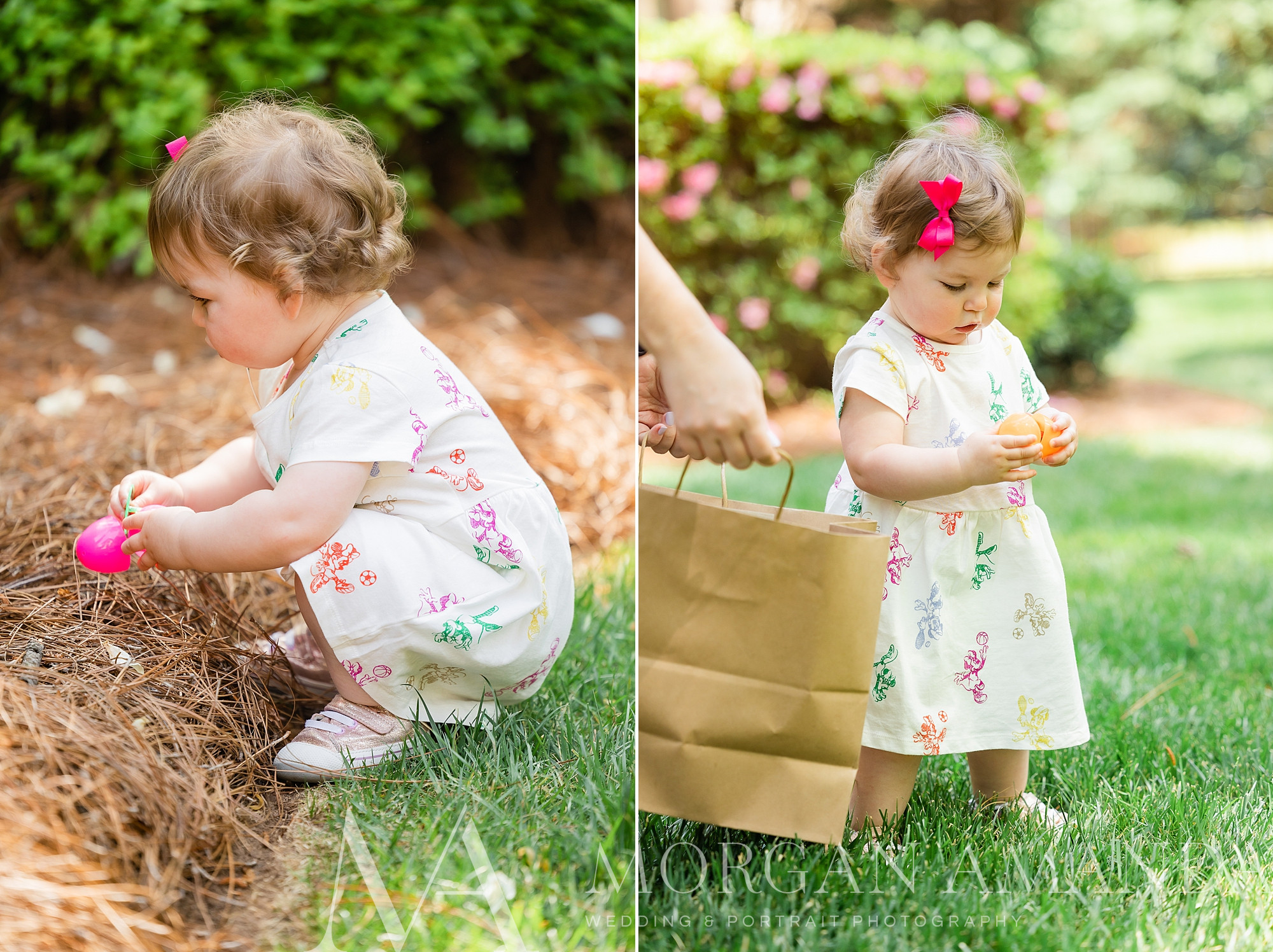 baby looks for eggs during Charlotte Easter celebration