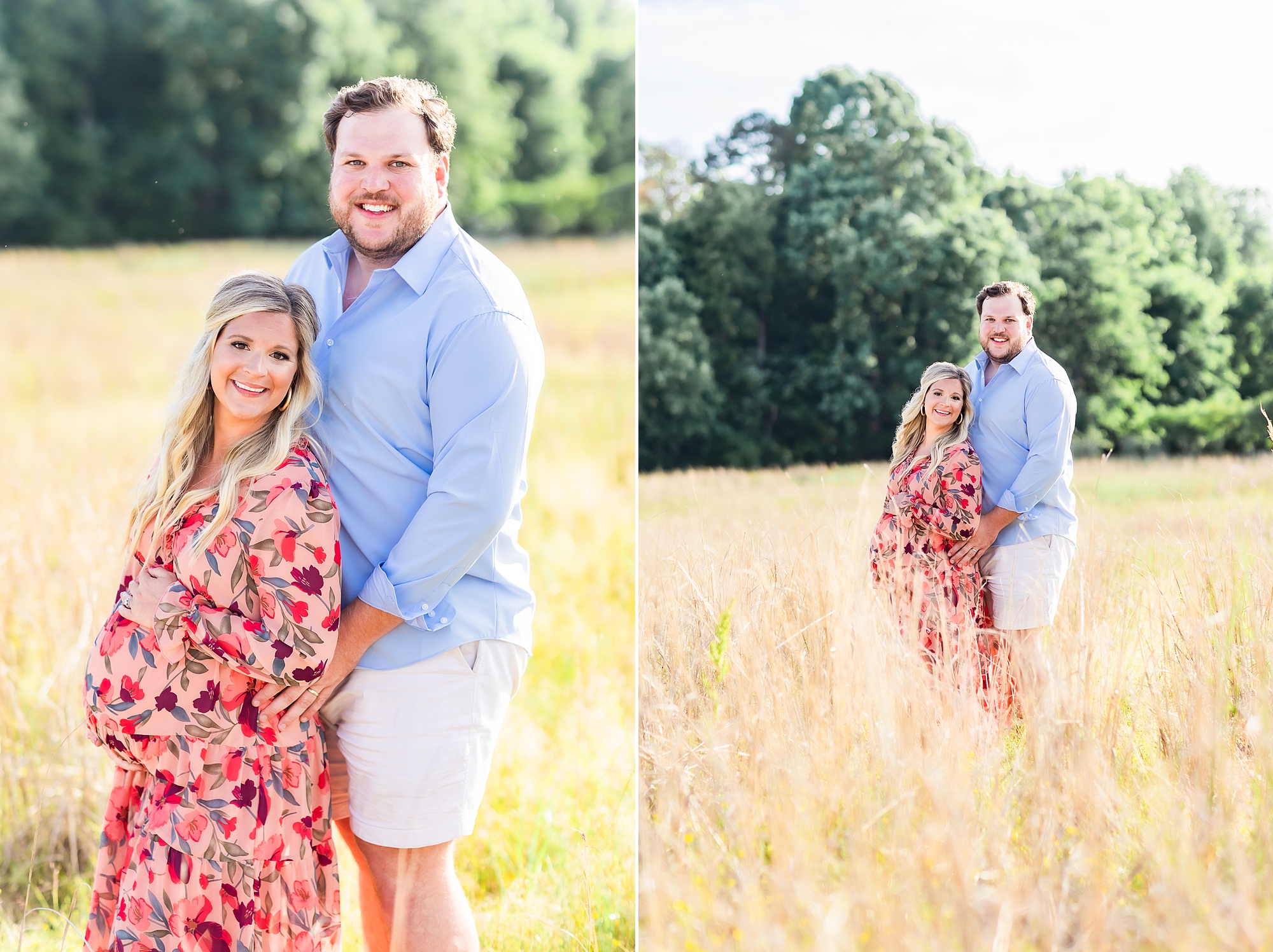 maternity portraits in Charlotte field for new parents