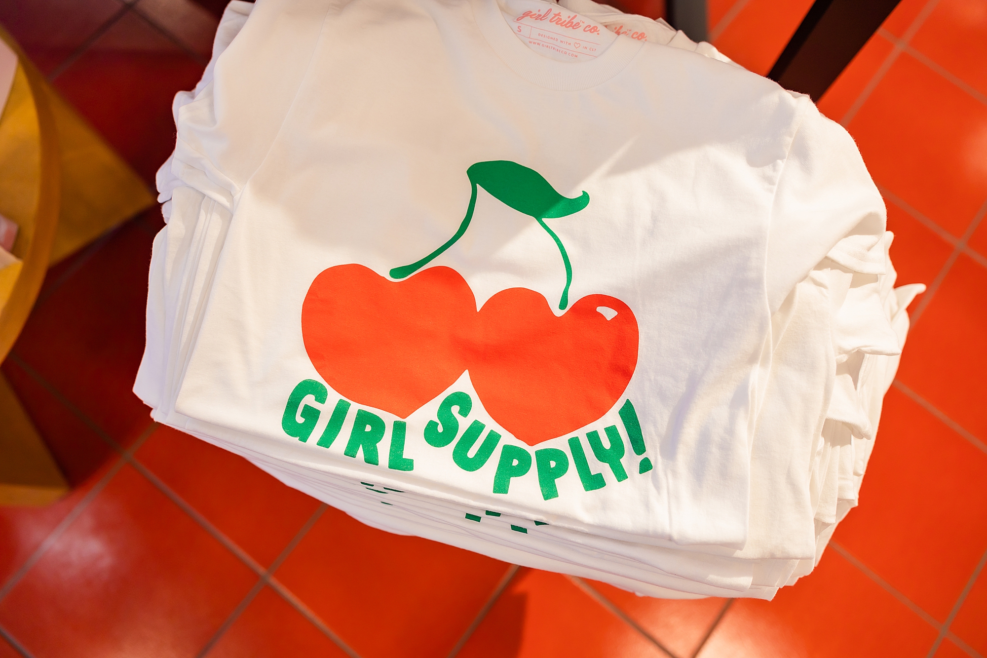 Girl Supply shirt with cherries for branding photos in Birkdale Village
