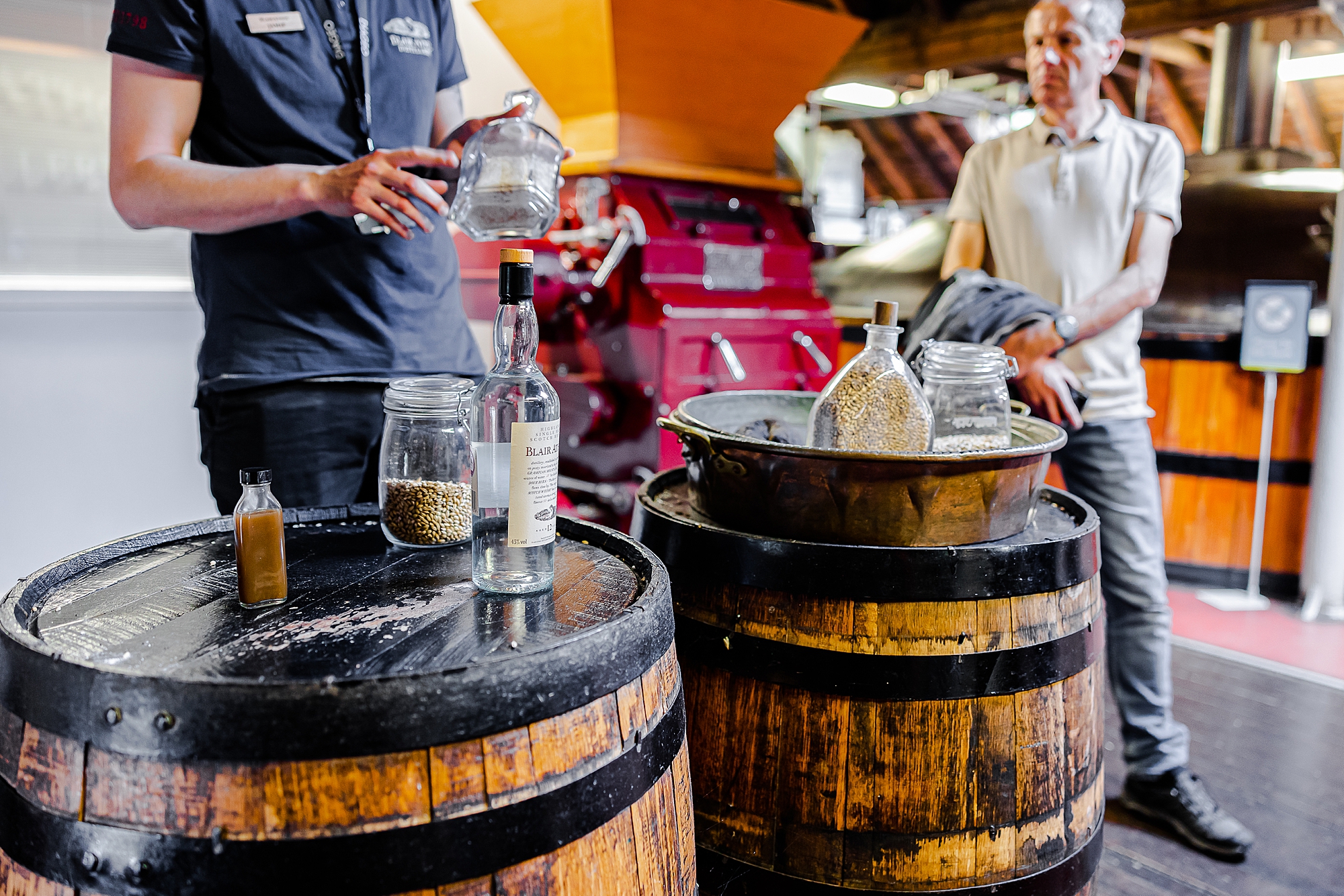 whiskey bottles in Scotland at Blair Athol Distillery