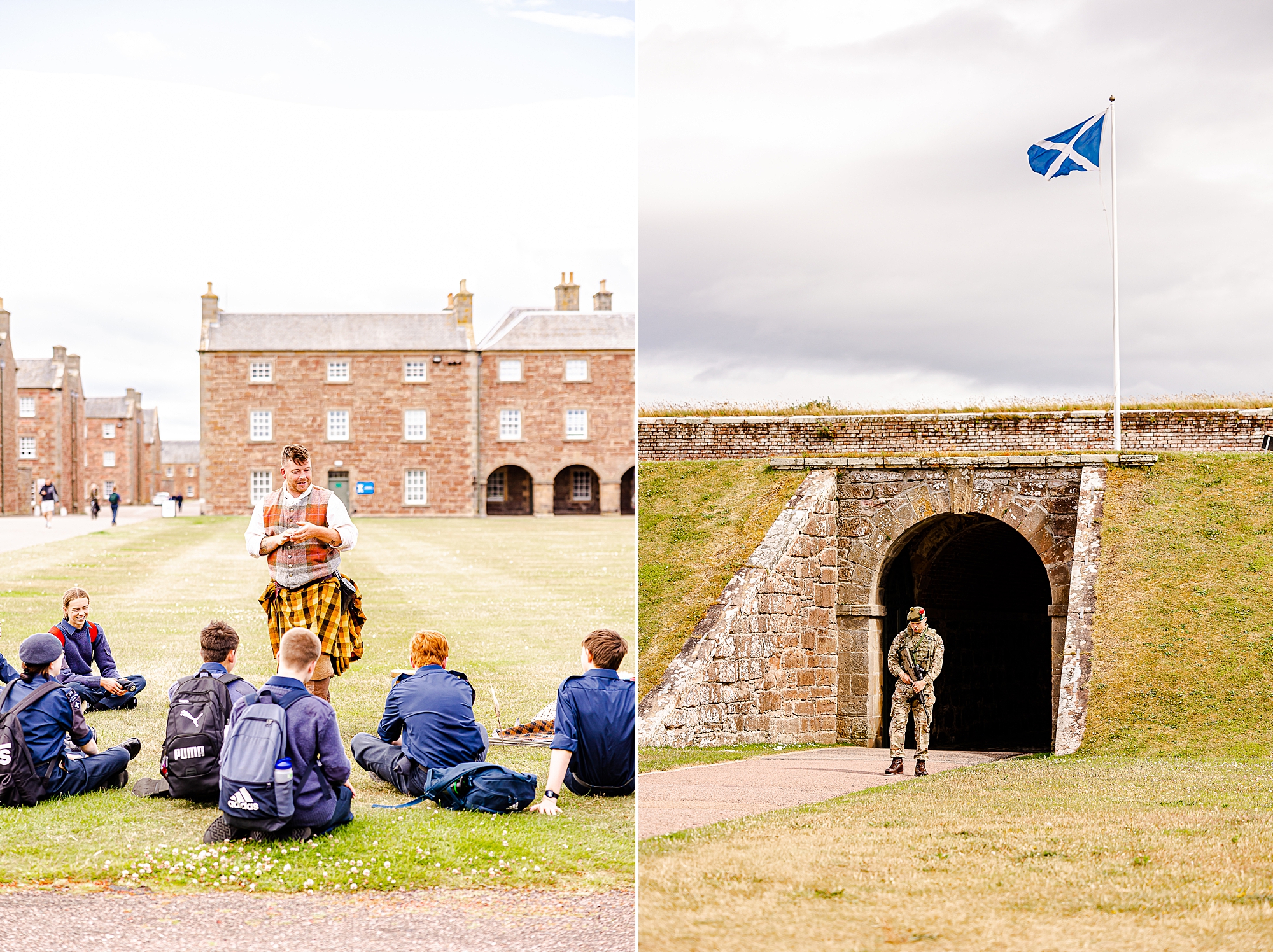 tour guide speaks to guests at Fort George