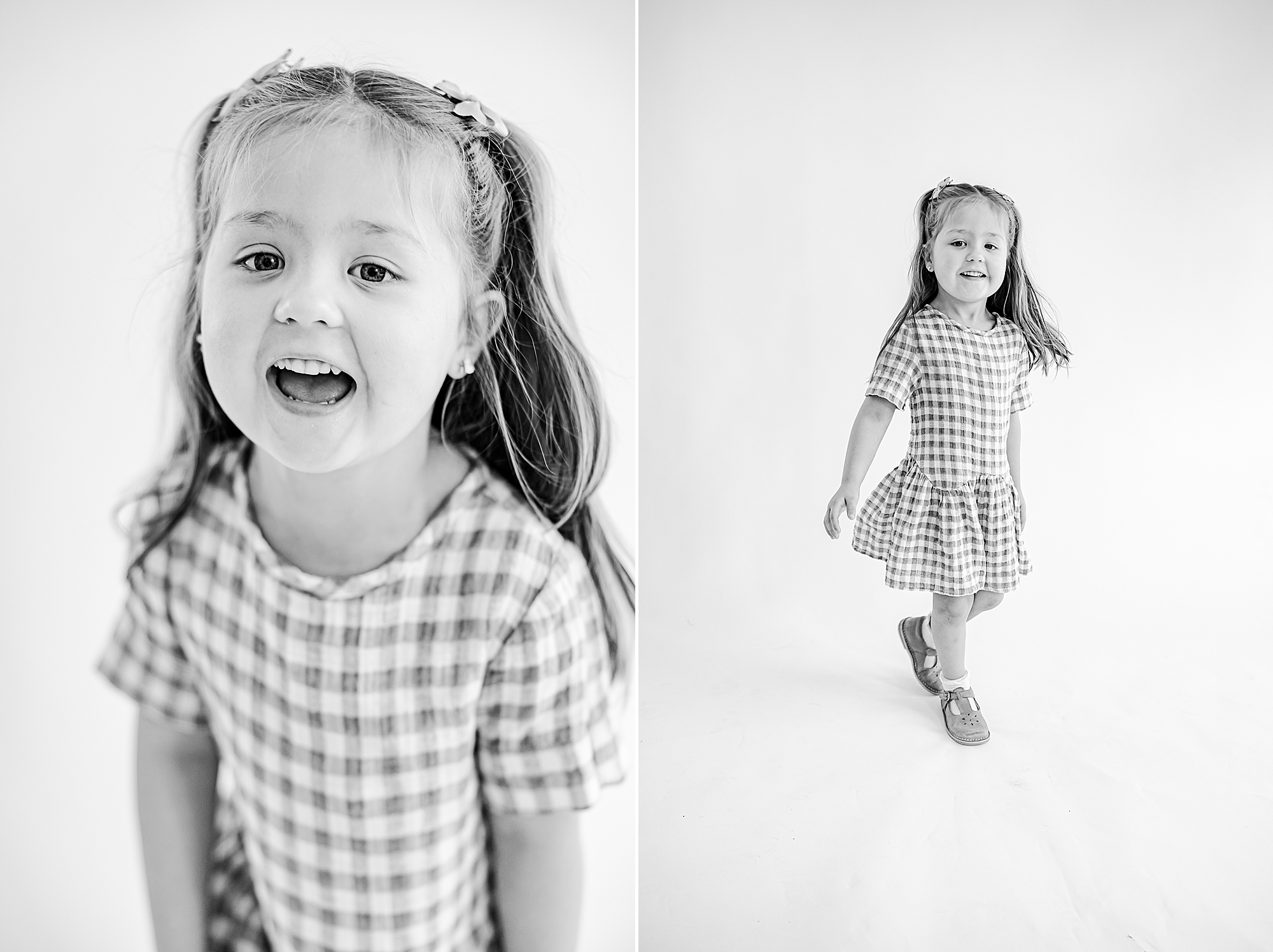 girl plays during Classic children's portraits in Charlotte NC