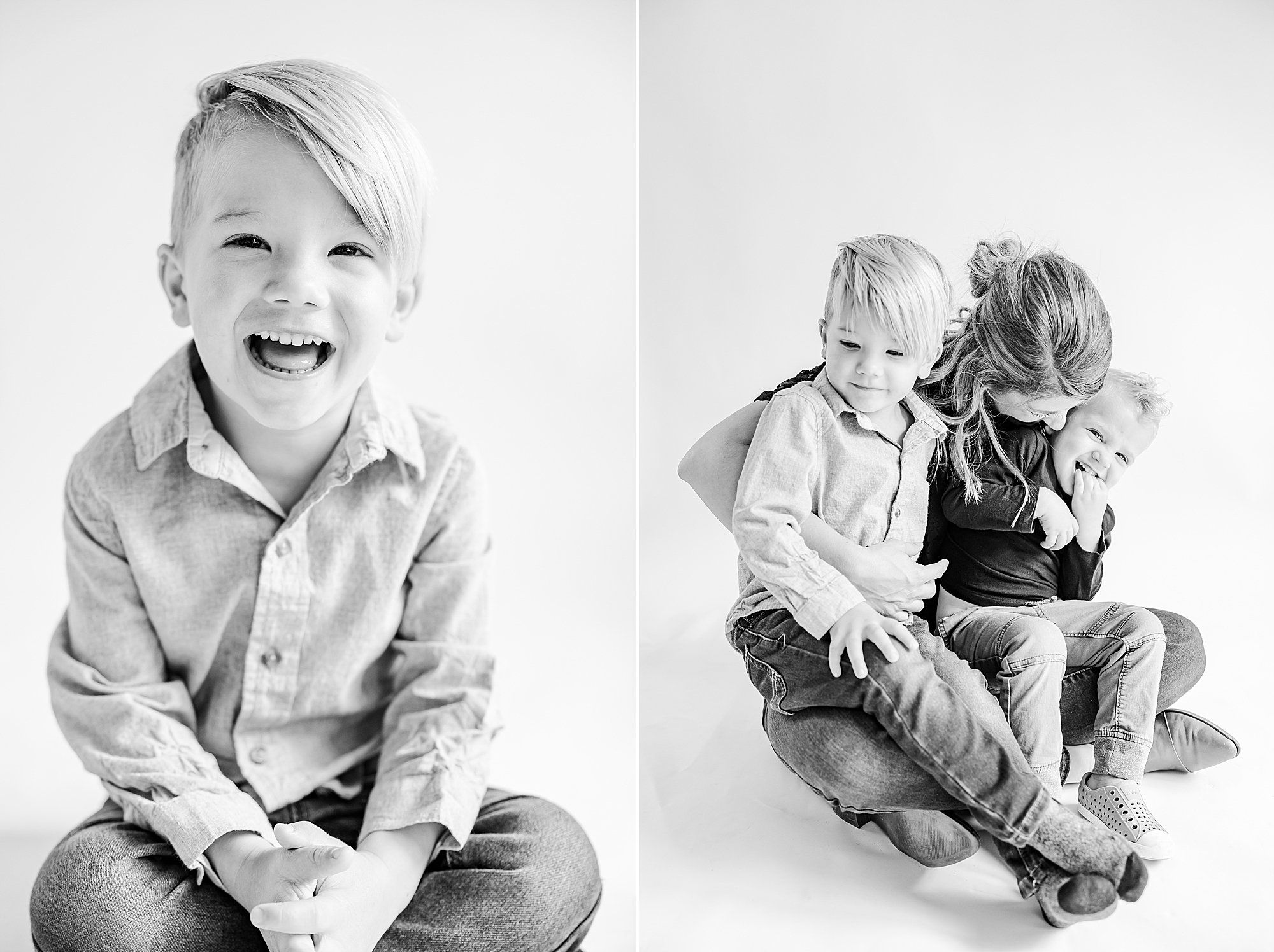 boys play together during NC studio portraits 