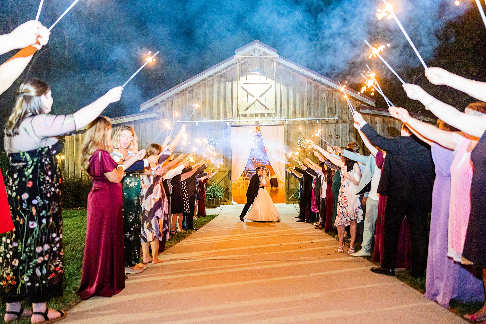 sparkler exit at end of wedding reception