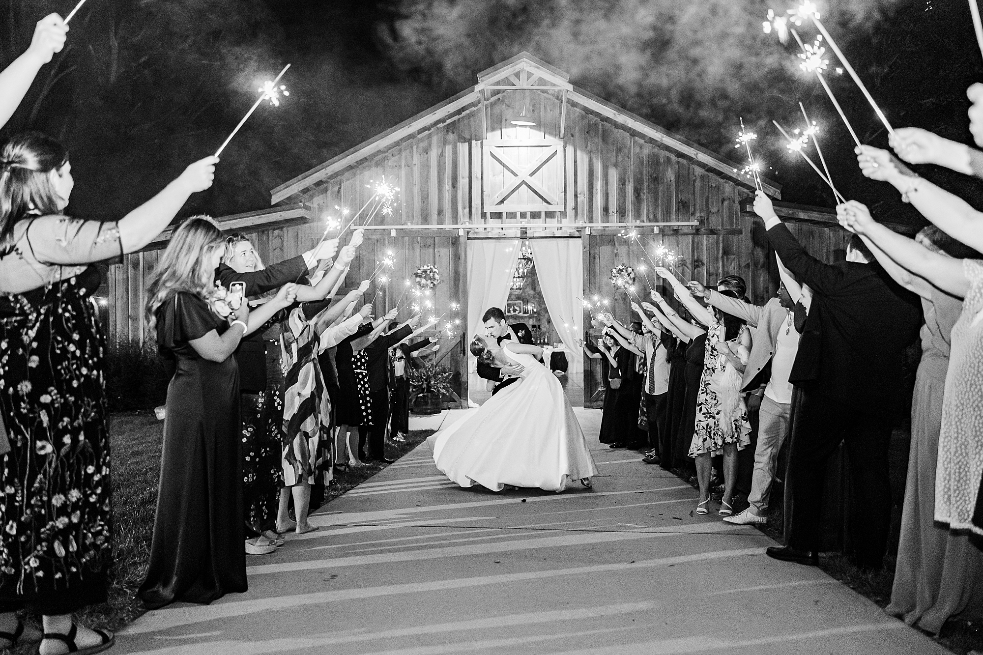 sparkler exit at end of wedding reception