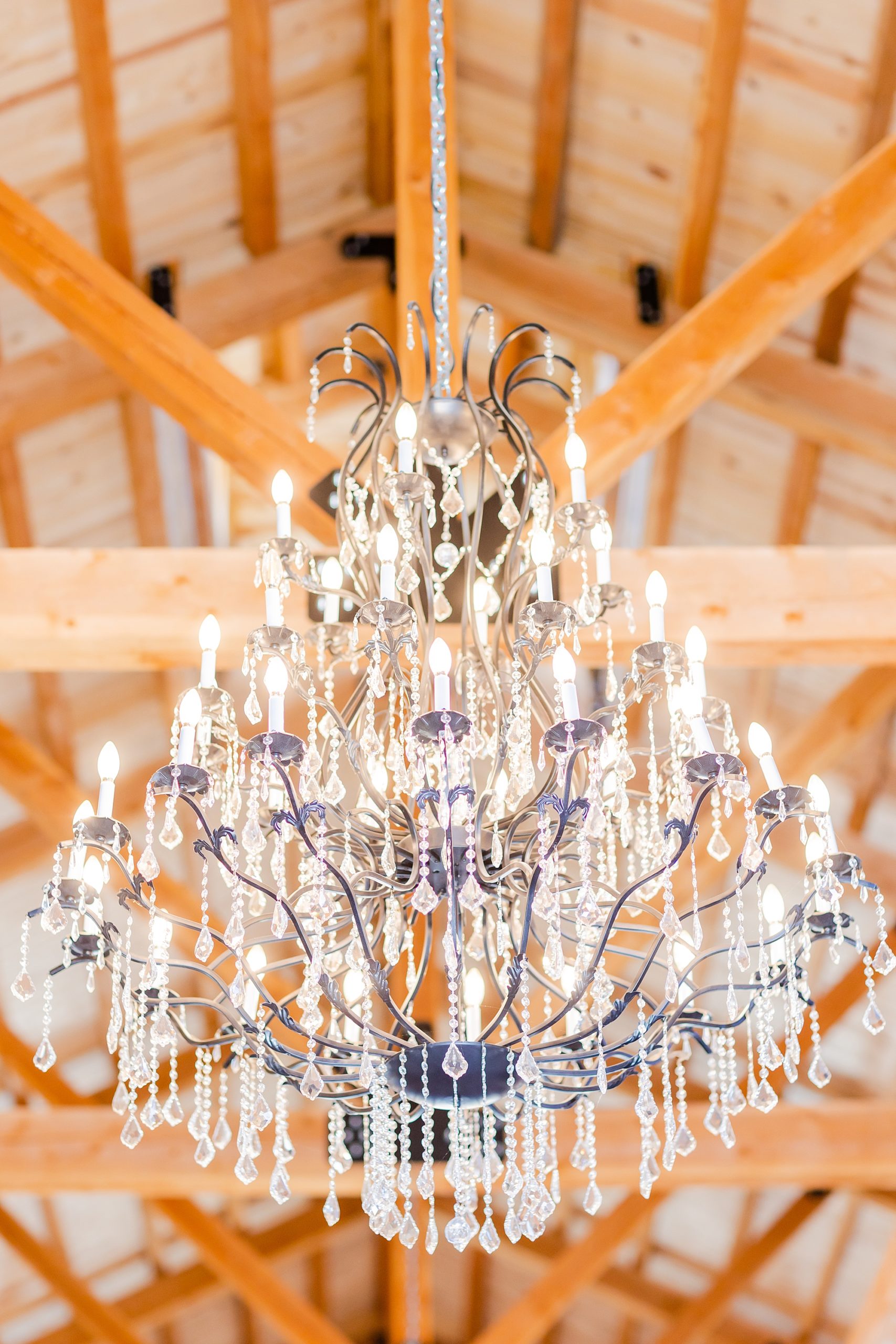 chandelier in barn at Camelot Meadows 