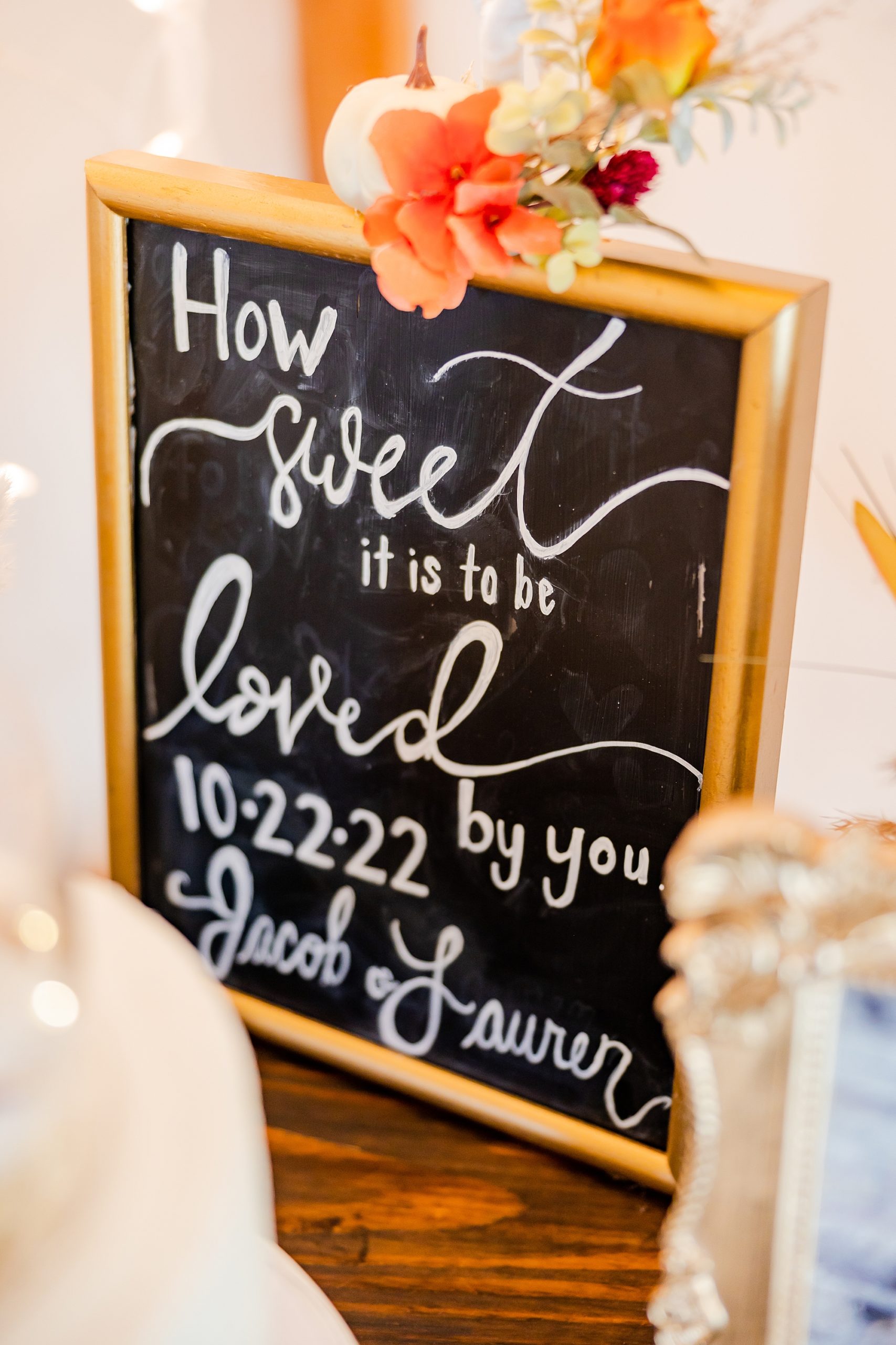 sign for wedding day at Camelot Meadows